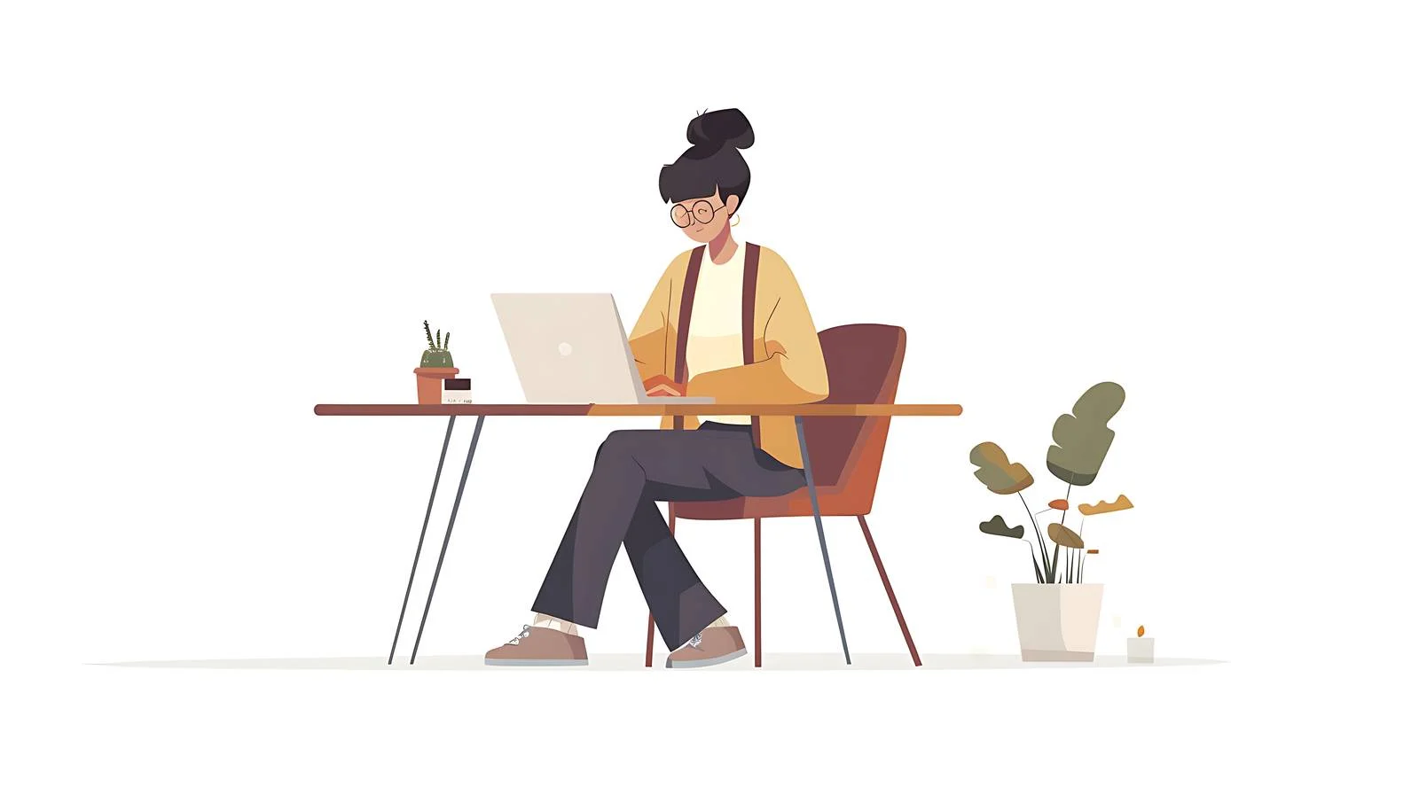 Senior Woman Working on Laptop at Table — free download from Dotvec