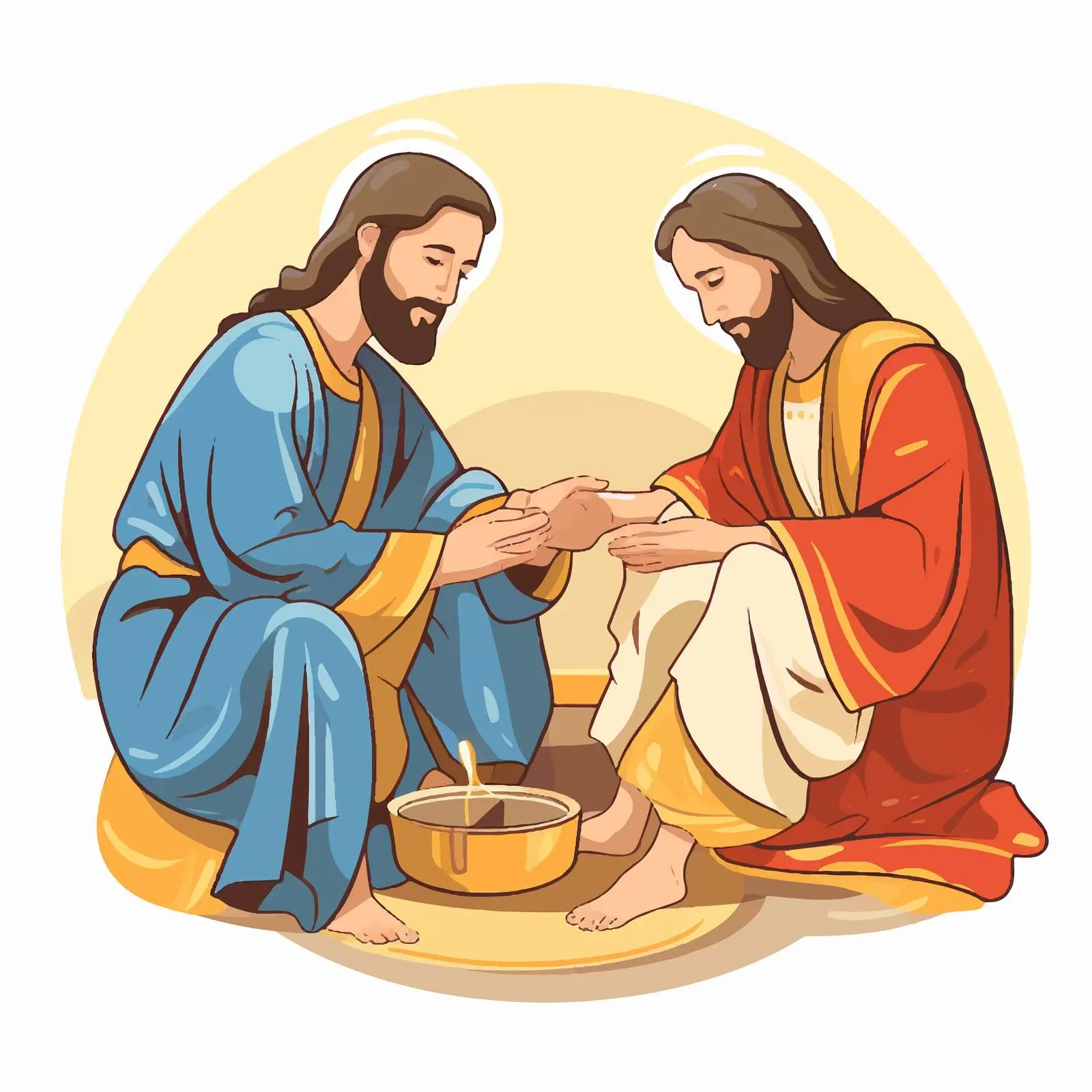Jesus Christ Washing Apostles' Feet Illustration — free download from Dotvec
