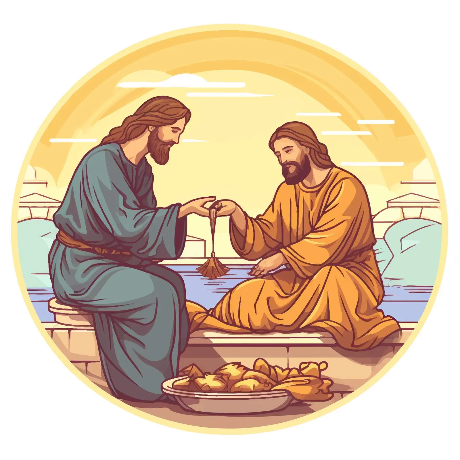 Jesus Christ Washing Apostles' Feet Illustration — free download from Dotvec