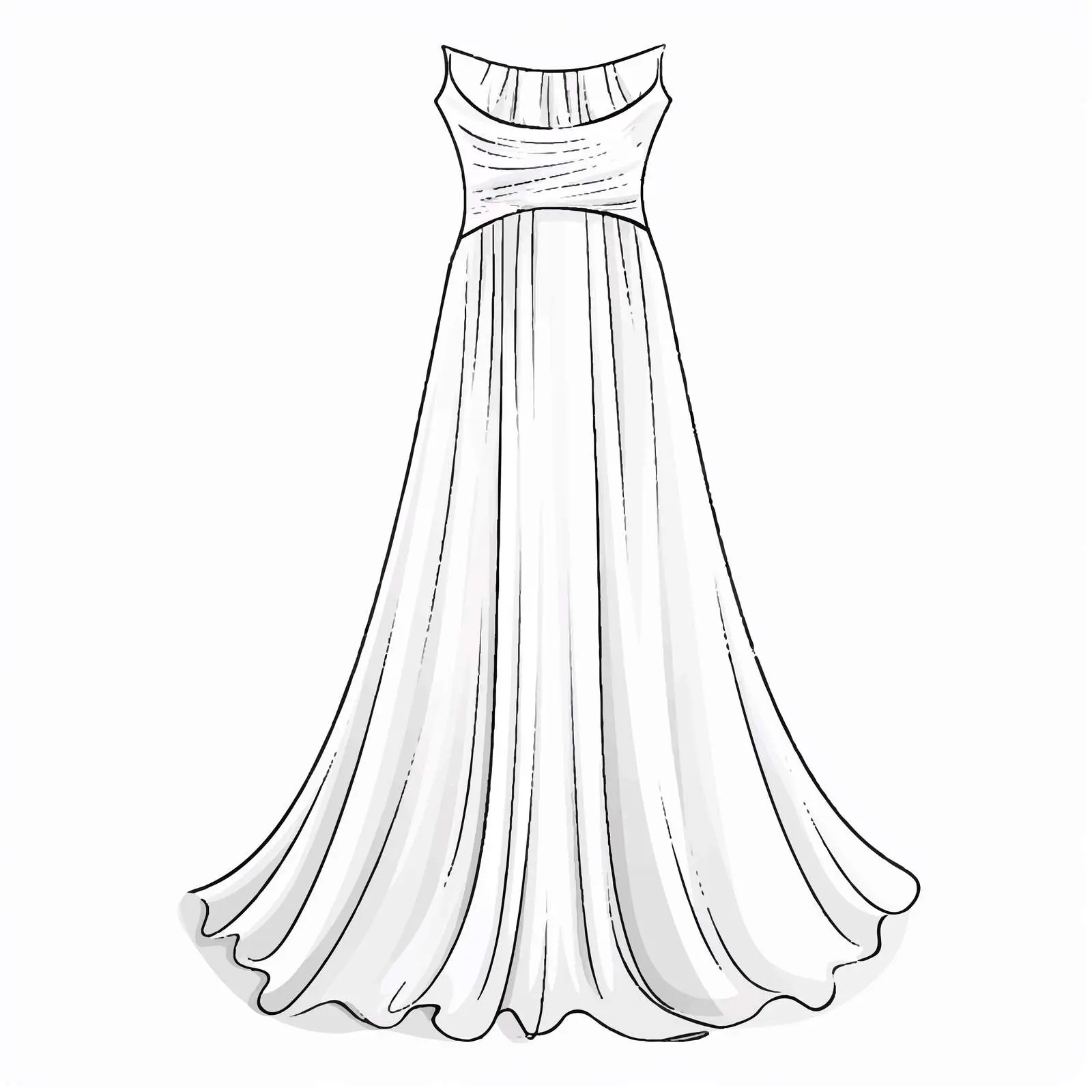 Maxi Dress Outline Vector Illustration on White Background – free dress outline image from Dotvec
