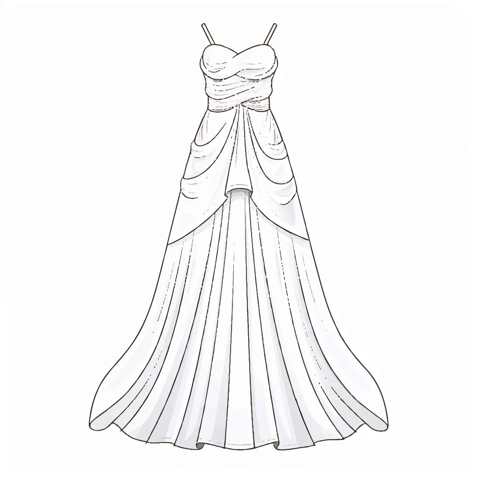 Maxi Dress Outline Vector Illustration on White Background — free download from Dotvec