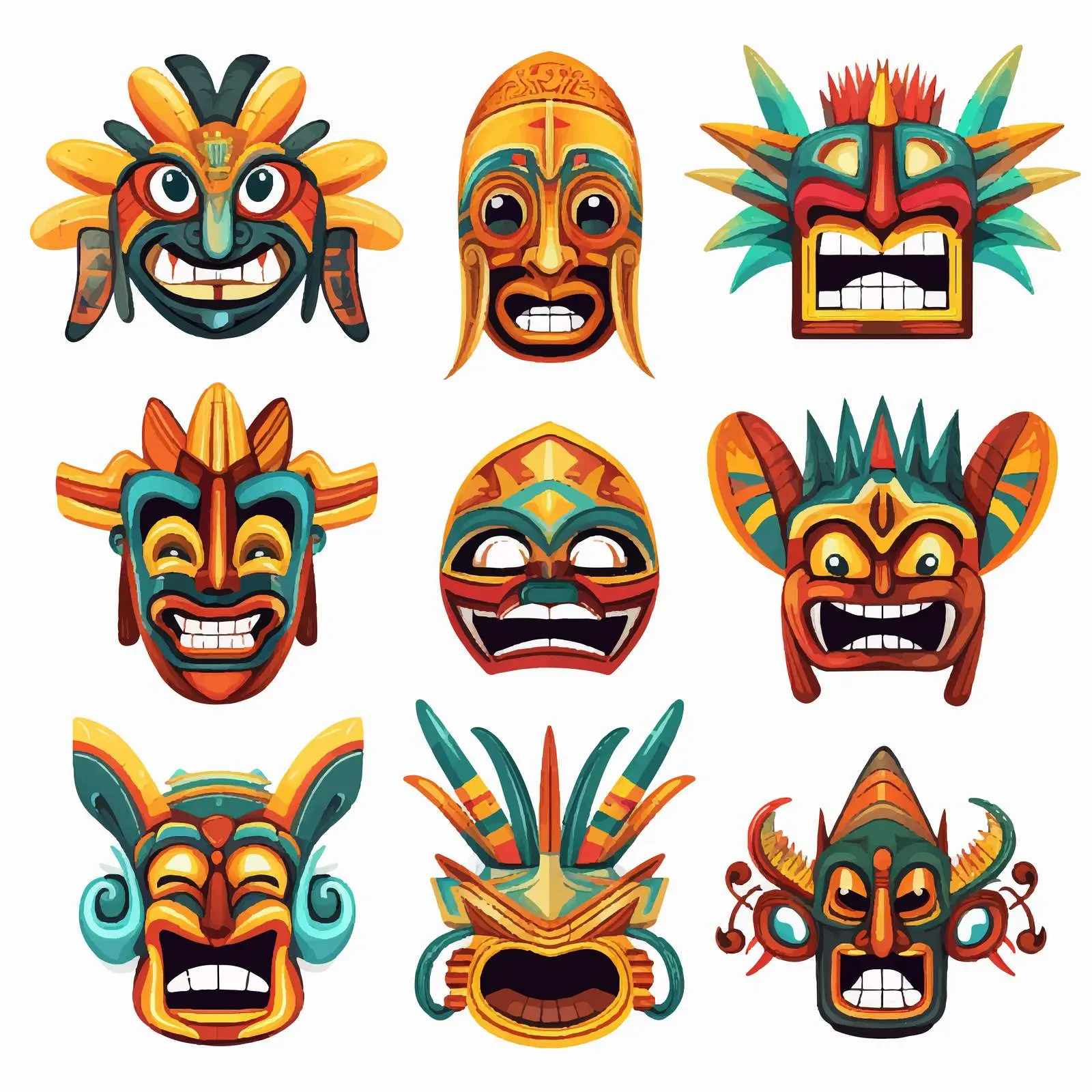 Funny Cartoon Masks Clip Art Collection – free lighthearted art image from Dotvec
