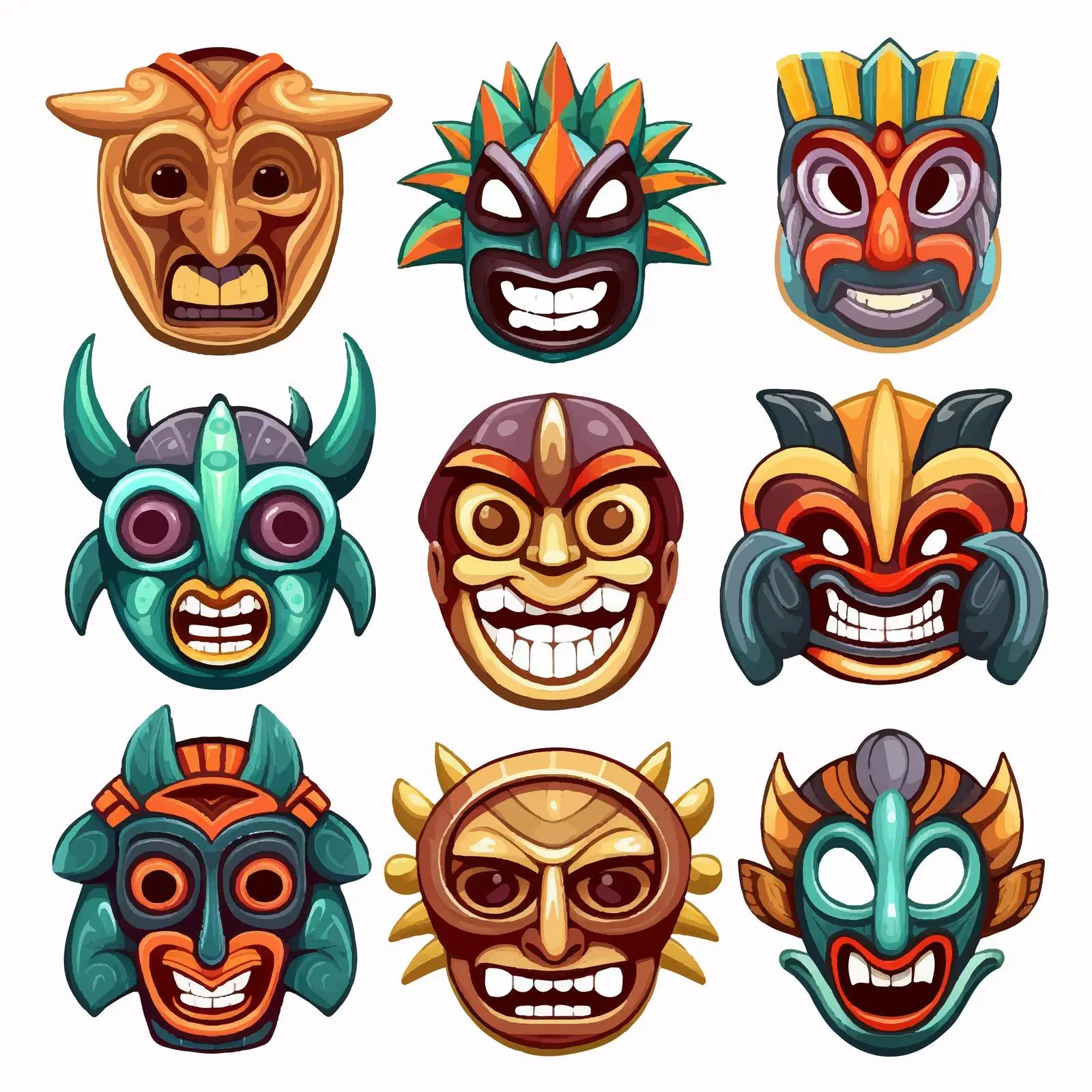 Funny Cartoon Masks Clip Art Collection – free cartoonish style image from Dotvec