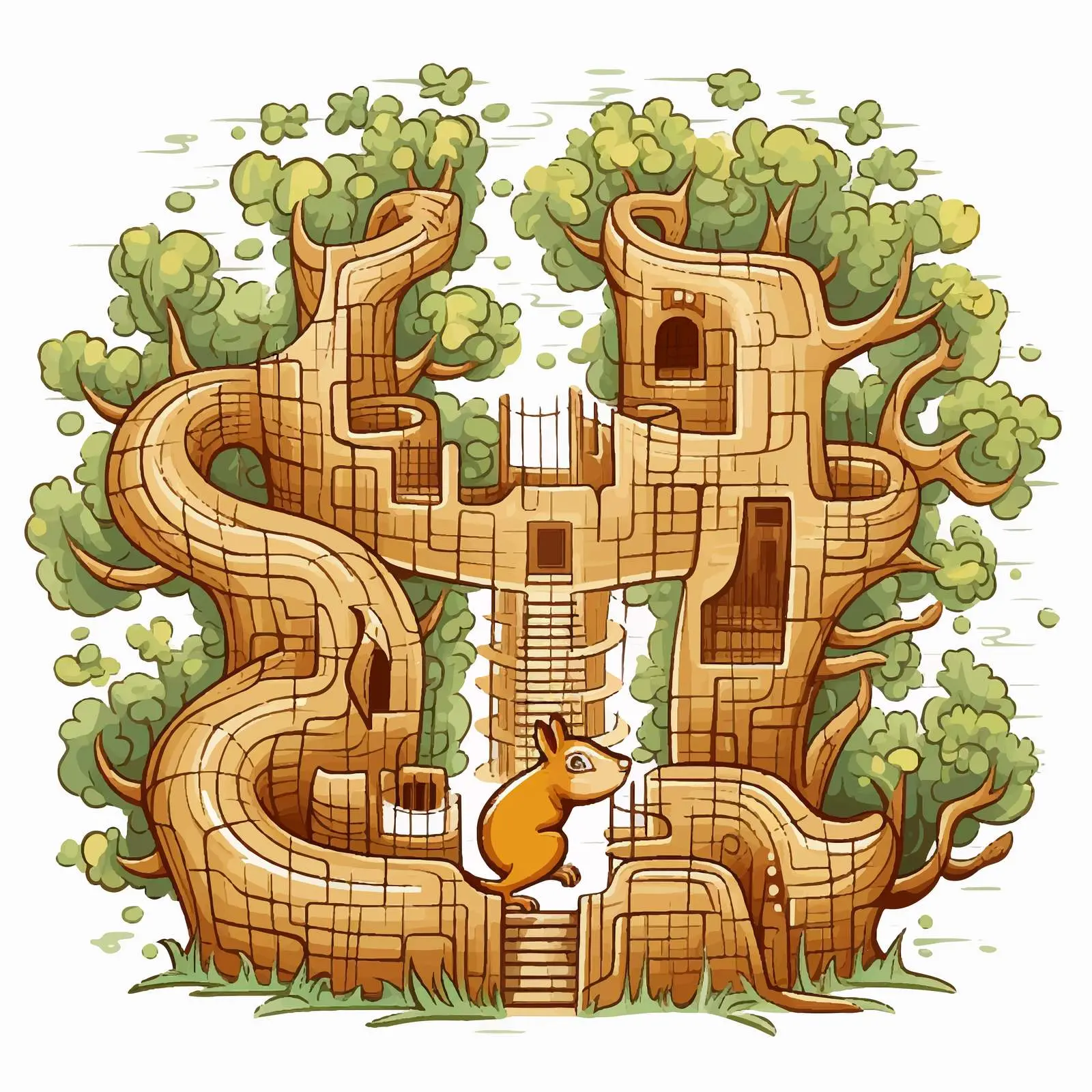 Squirrel and Nut Maze Design Vector Illustration — free download from Dotvec