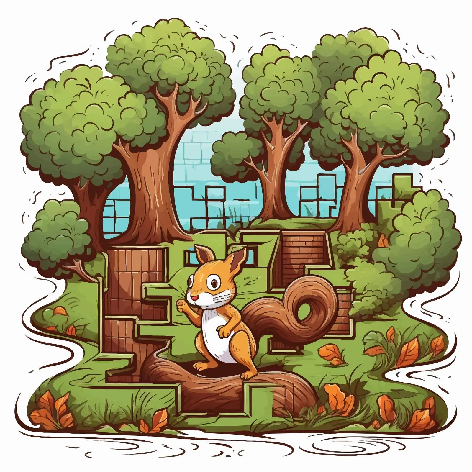 Squirrel Maze Design Illustration Vector Art — free download from Dotvec