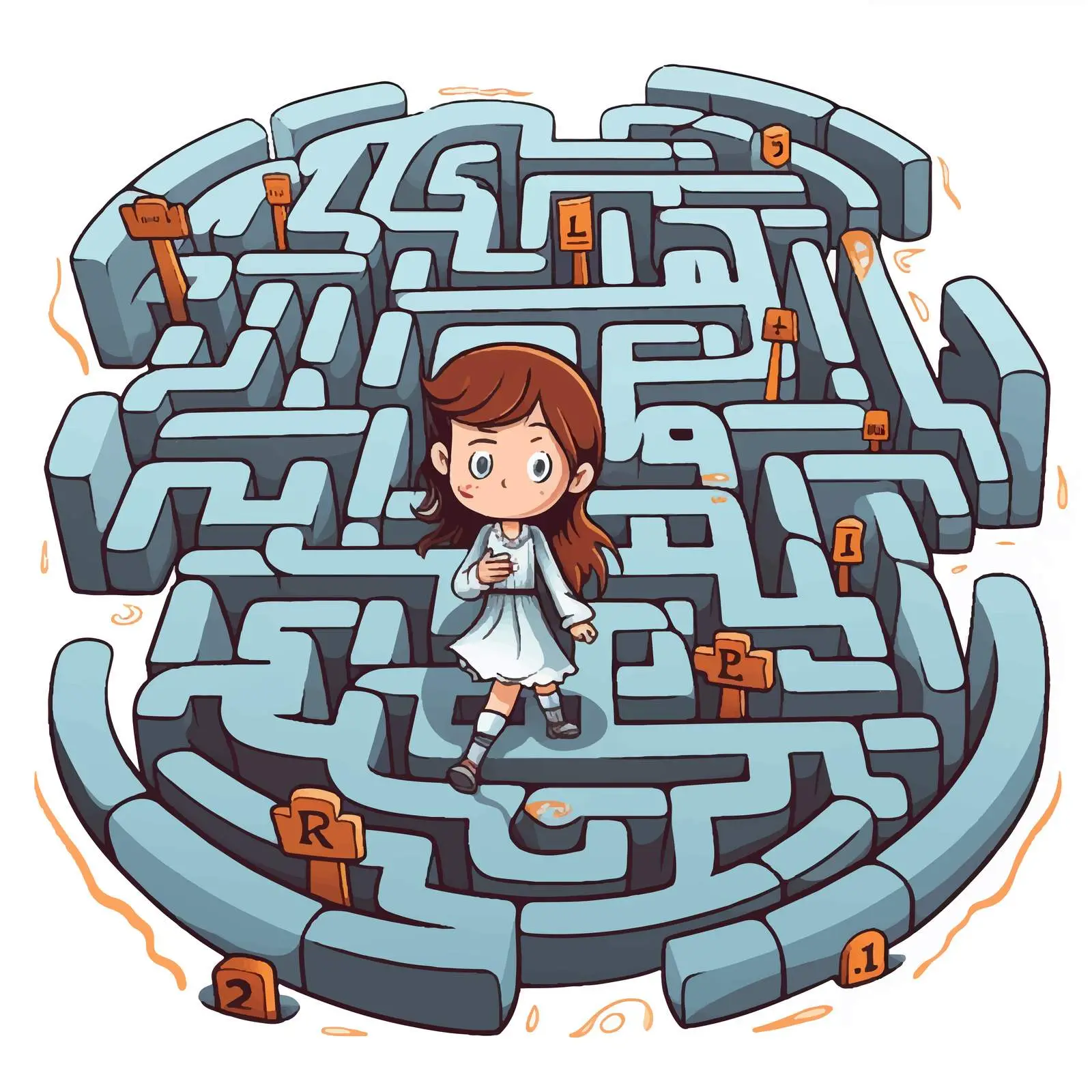 Maze Game with Ghost Girls and Gravestone – free haunting image from Dotvec