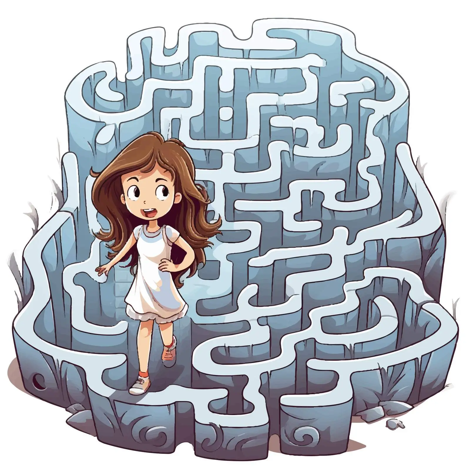 Maze Game Guides Ghost Girl to Gravestone – free haunting image from Dotvec