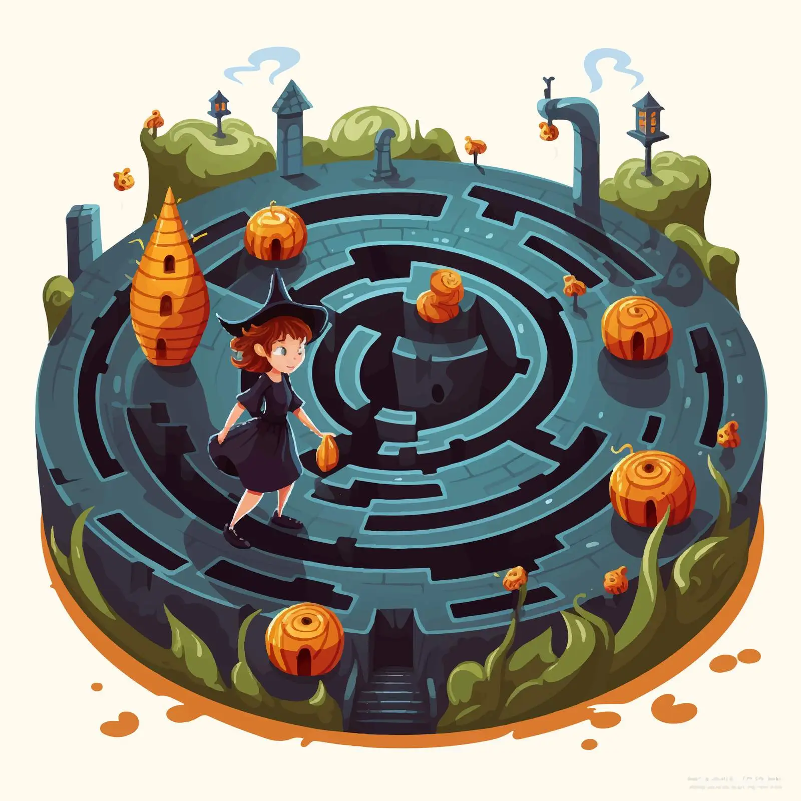 Maze Game Potion Witch Illustration – free gaming illustration image from Dotvec