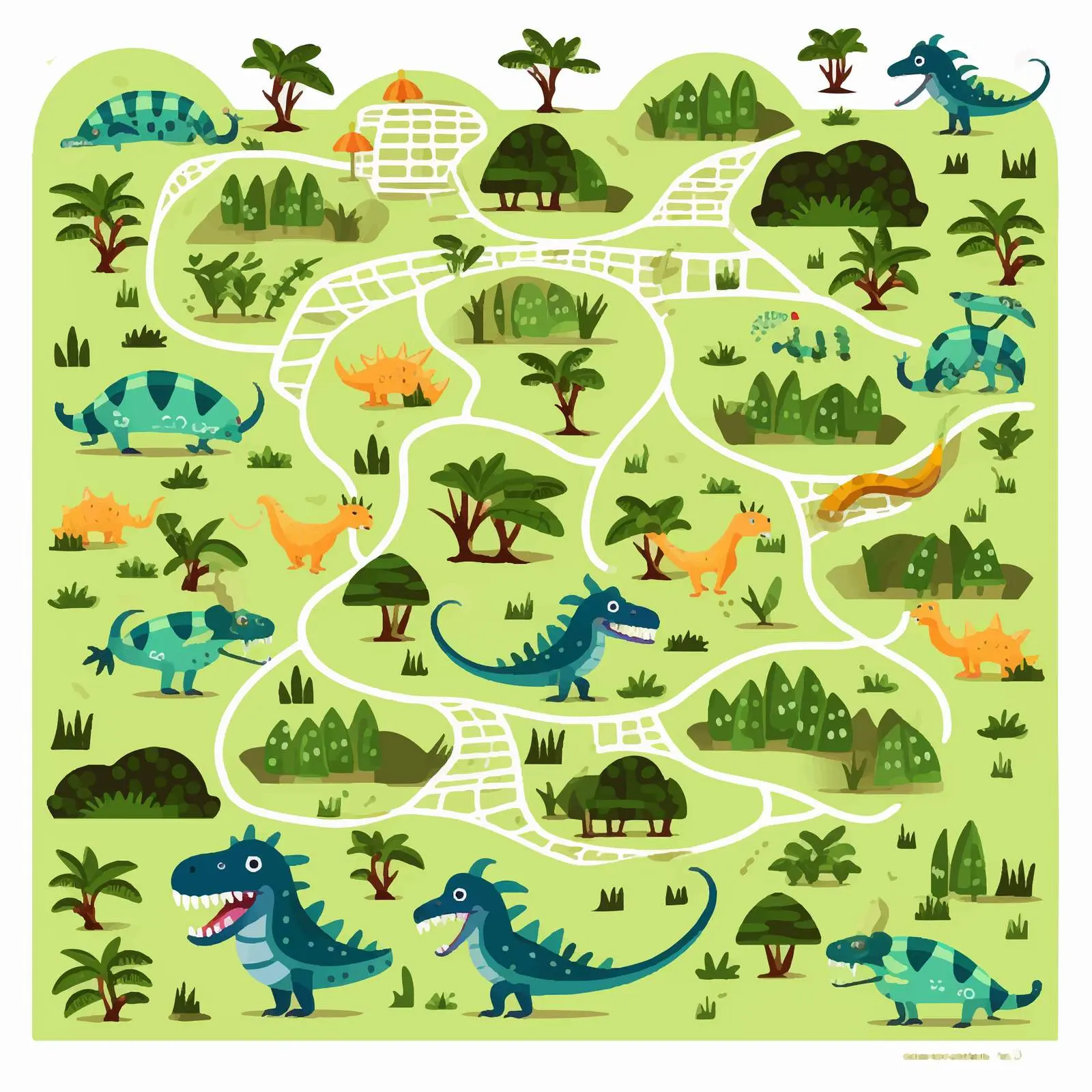 Dinosaur-Themed Maze Game for Toddlers — free download from Dotvec