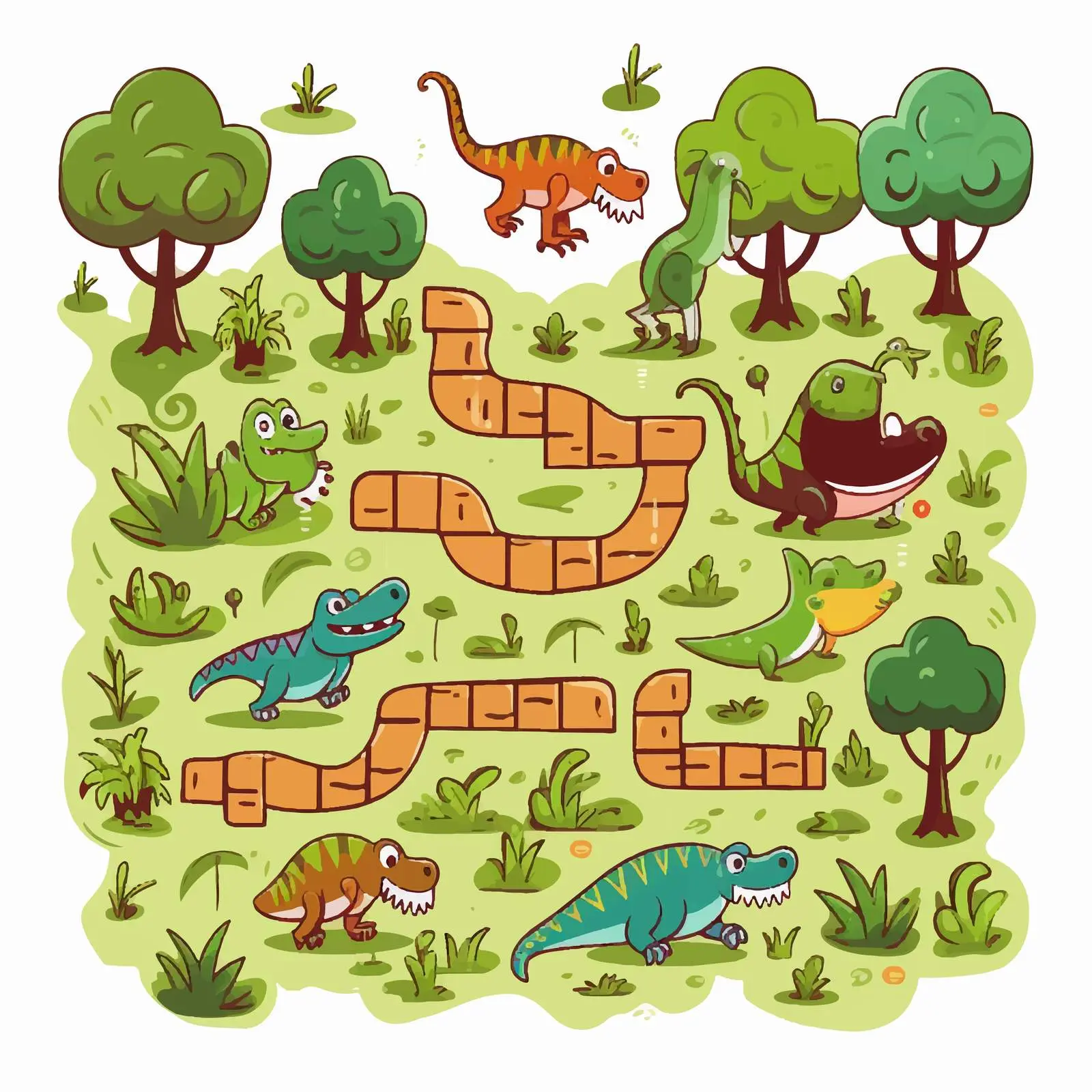 Dinosaur Themed Maze Game for Toddlers — free download from Dotvec