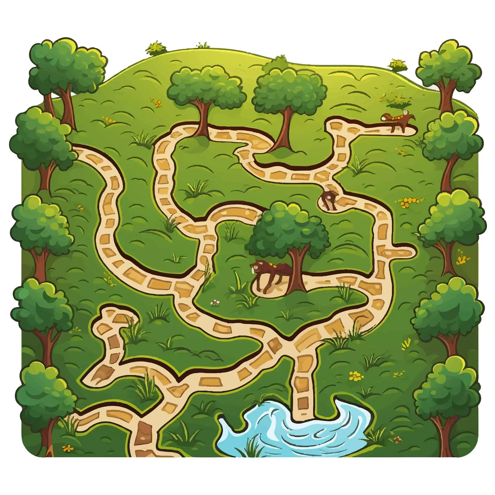 Nature View Maze Game Vector Illustration — free download from Dotvec
