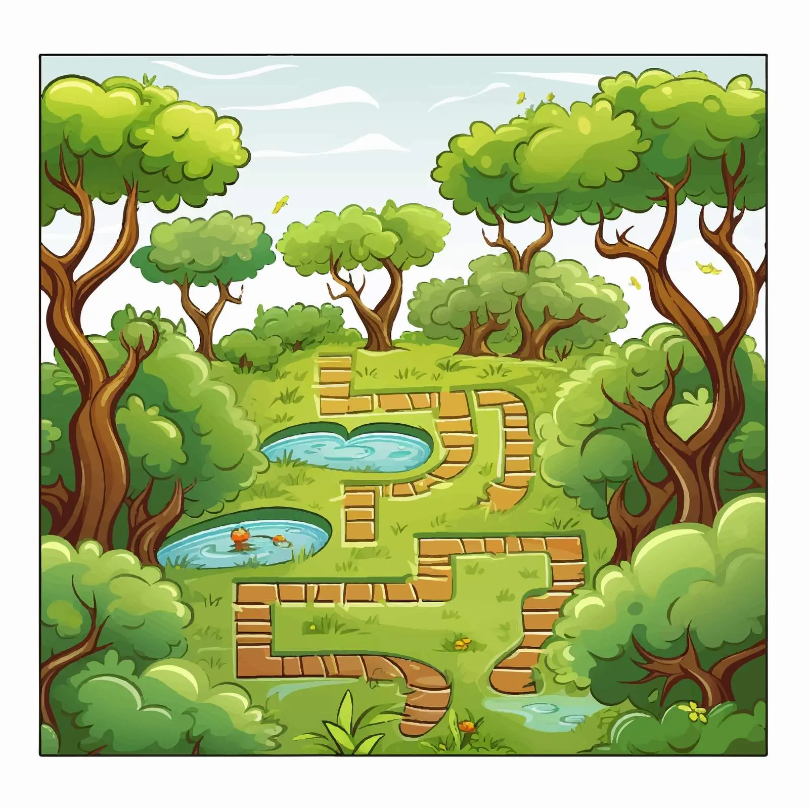Nature View Maze Game Vector Design — free download from Dotvec