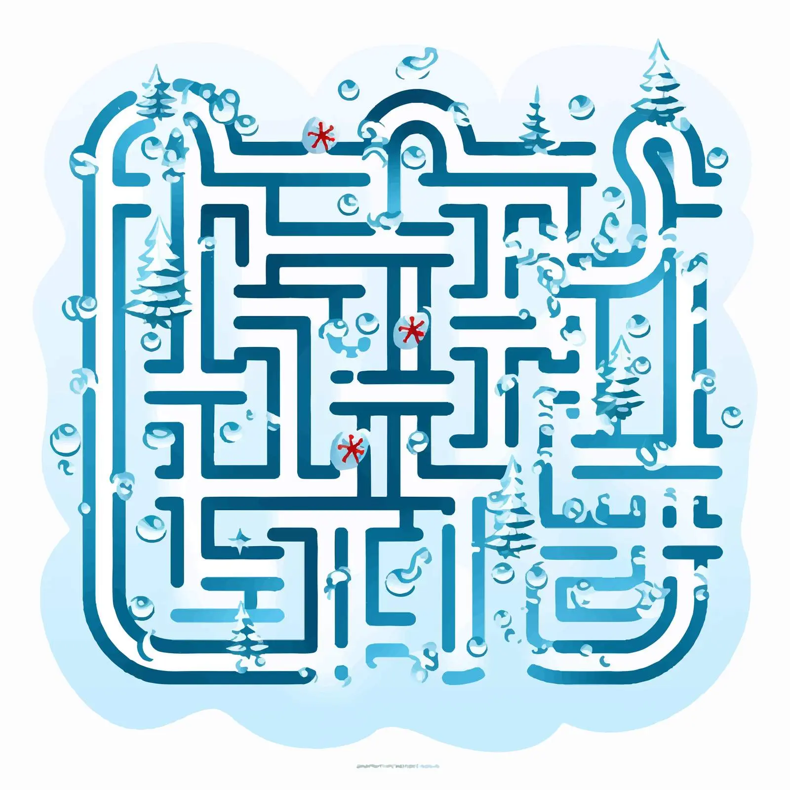 Snow Themed Maze Game Vector Illustration — free download from Dotvec