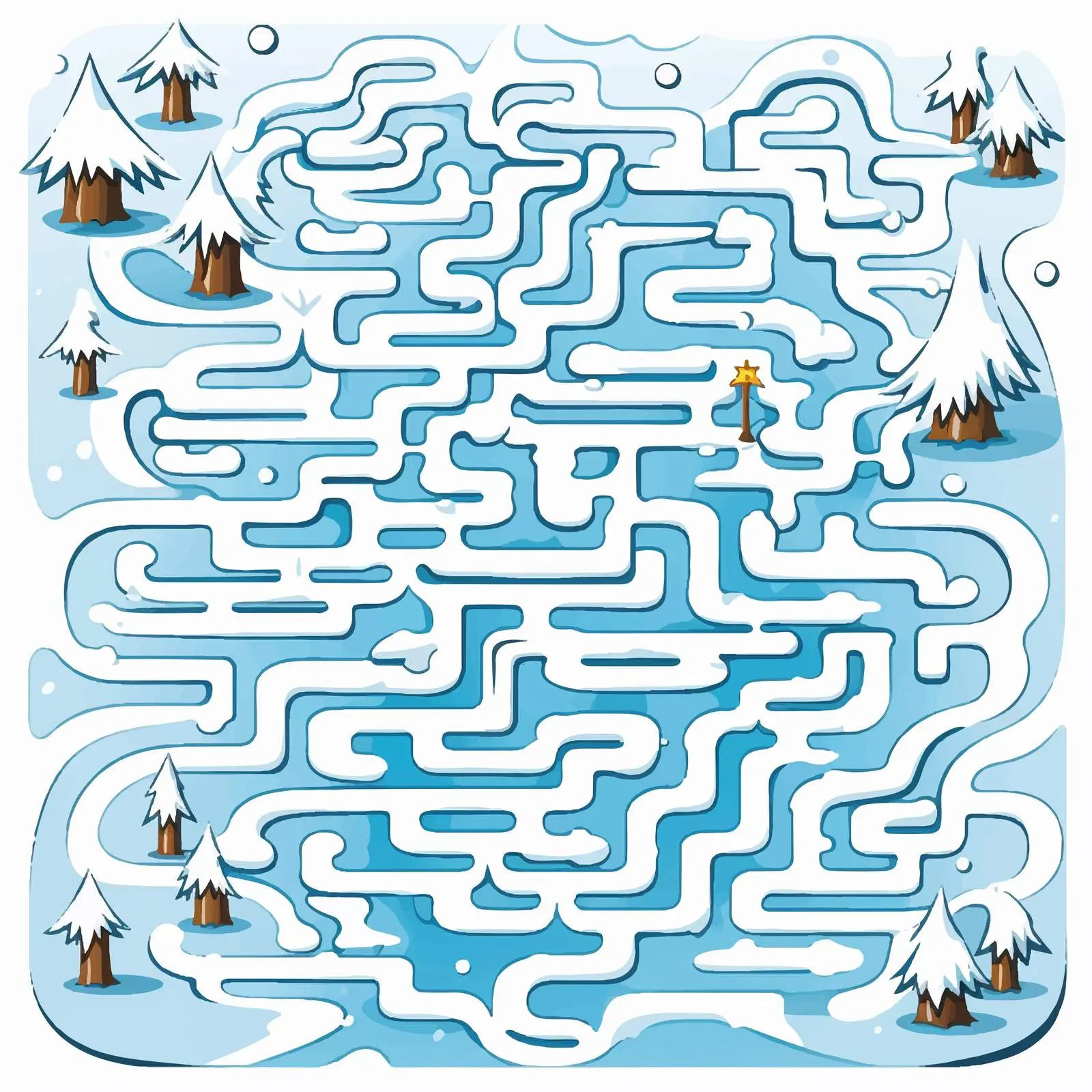 Snow-Themed Maze Game Template Vector Illustration – free game layout image from Dotvec