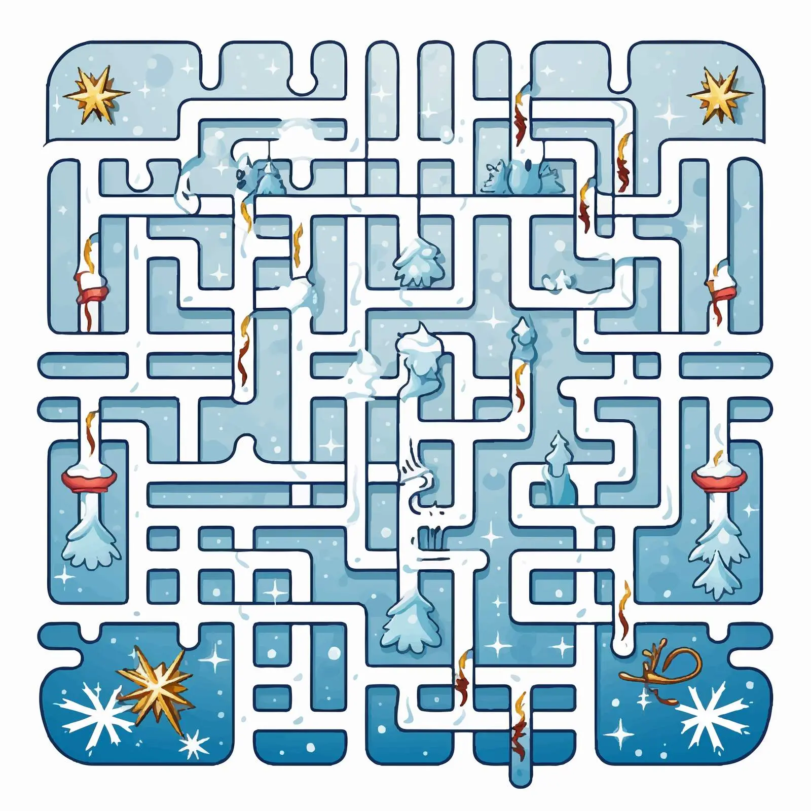 Snow Themed Maze Game Vector Illustration — free download from Dotvec