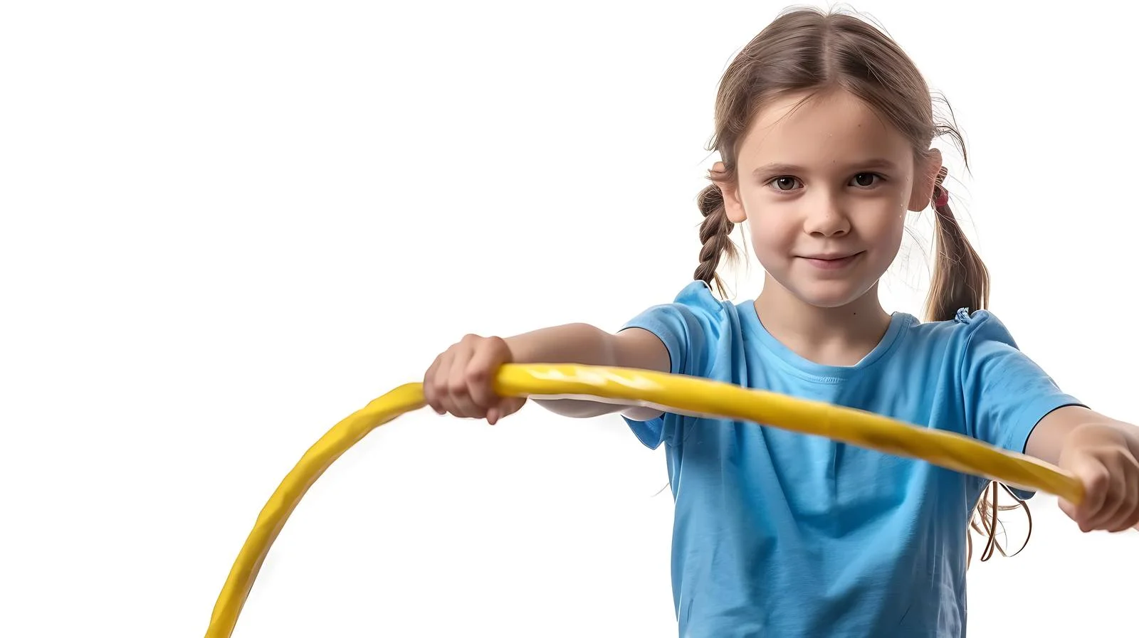 Girl Playing Garden Hose on White — free download from Dotvec