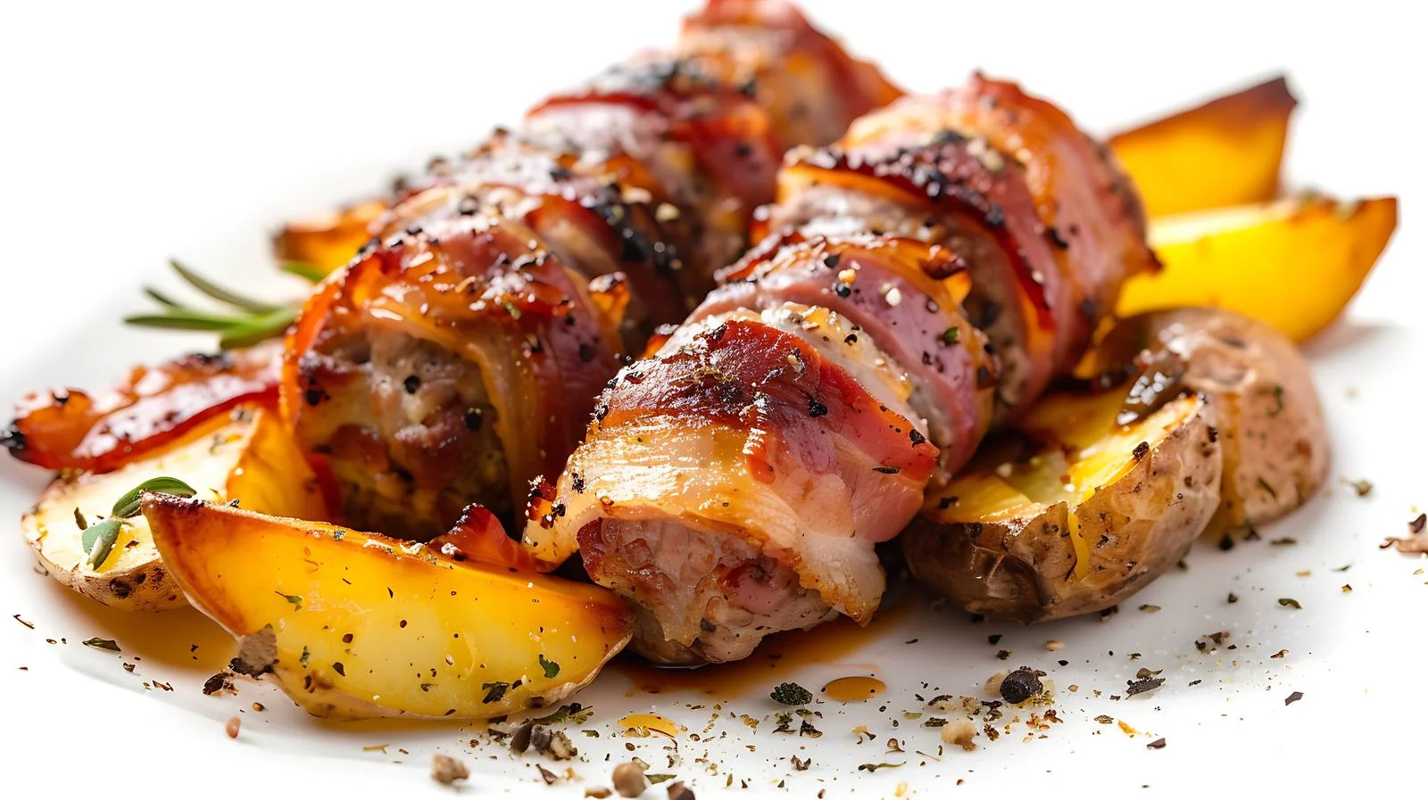 Succulent Bacon-Wrapped Meat Chunks with Potatoes — free download from Dotvec