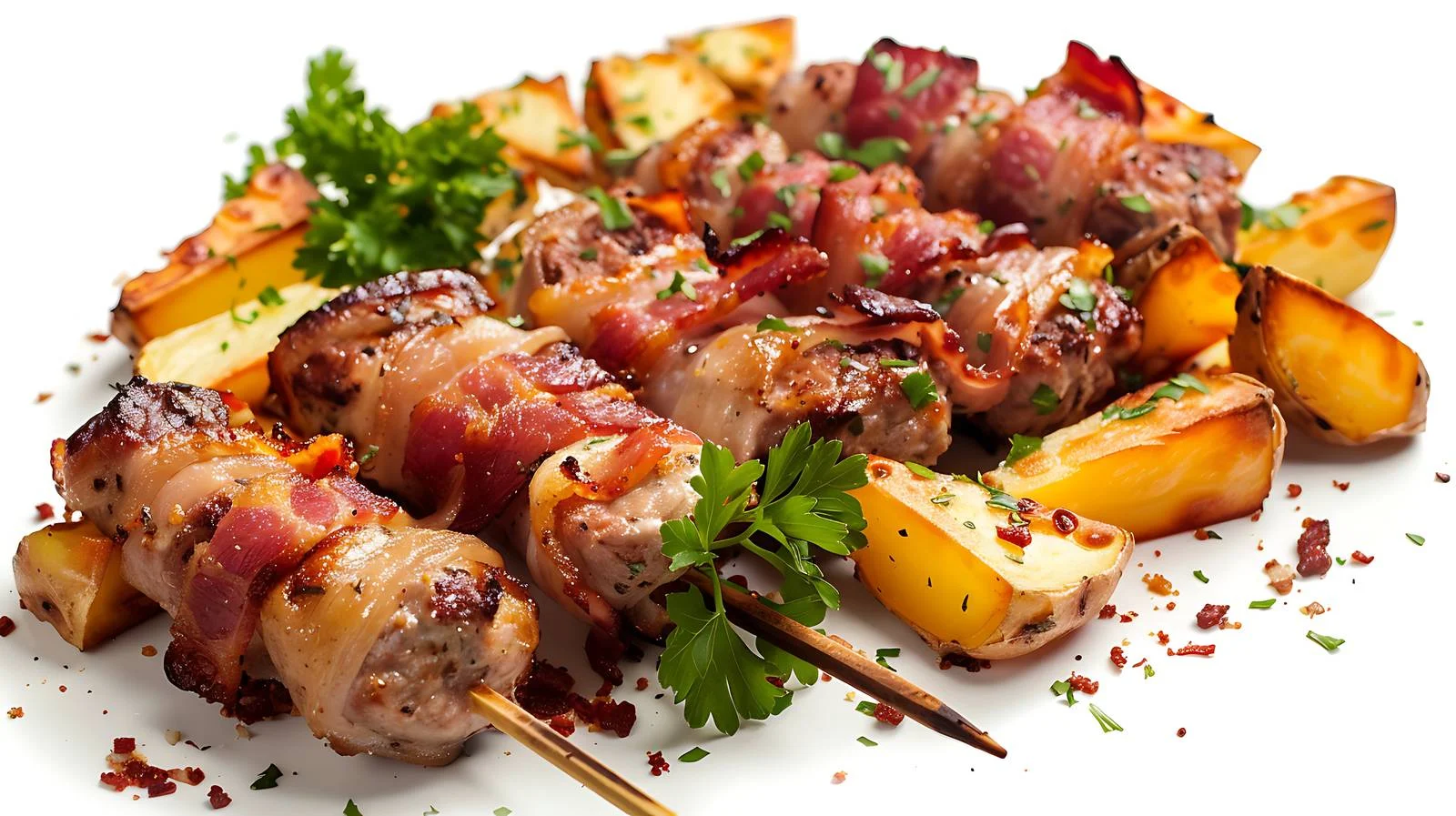 Succulent Bacon-Wrapped Meat with Sides — free download from Dotvec