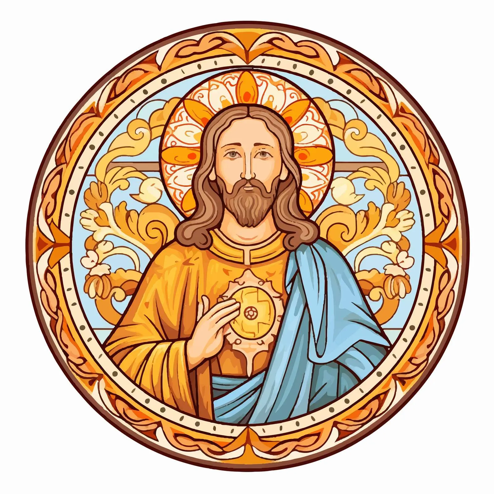 Bright Fresco Medallion with Small Jesus — free download from Dotvec