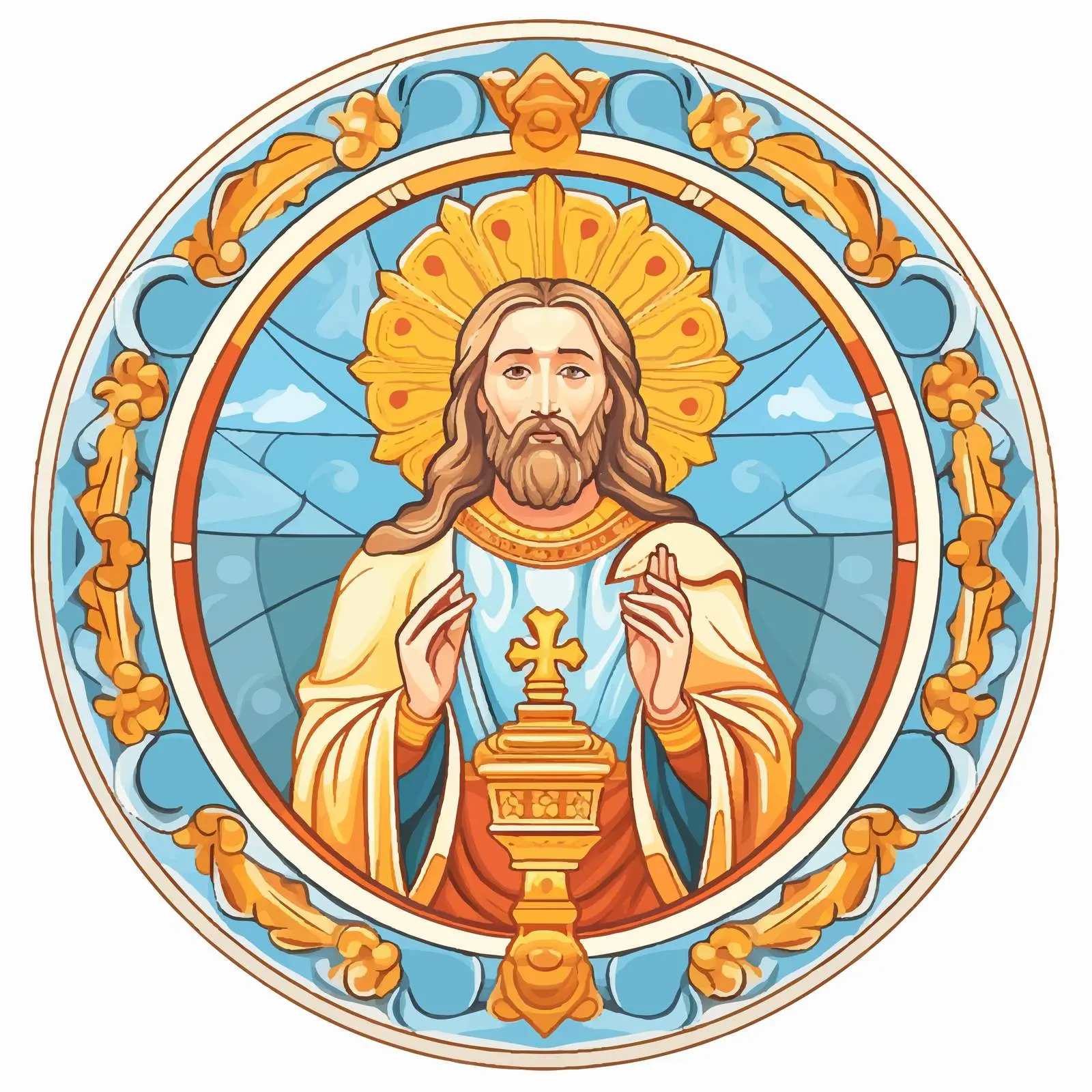 Bright Jesus Medallion Fresco Illustration — free download from Dotvec