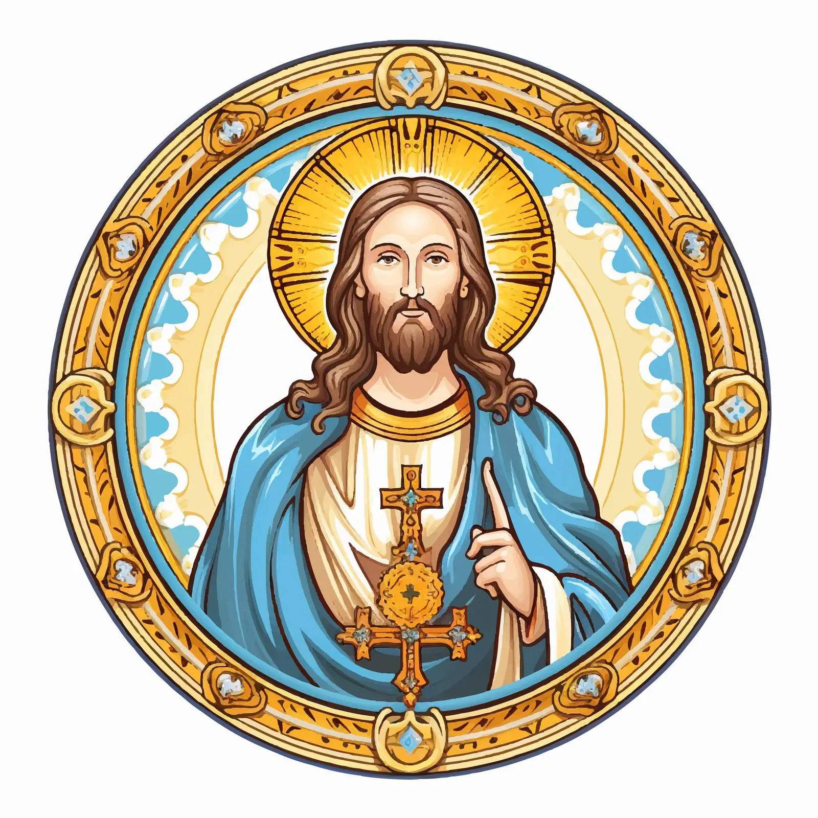 Bright Fresco Medallion with Small Jesus — free download from Dotvec