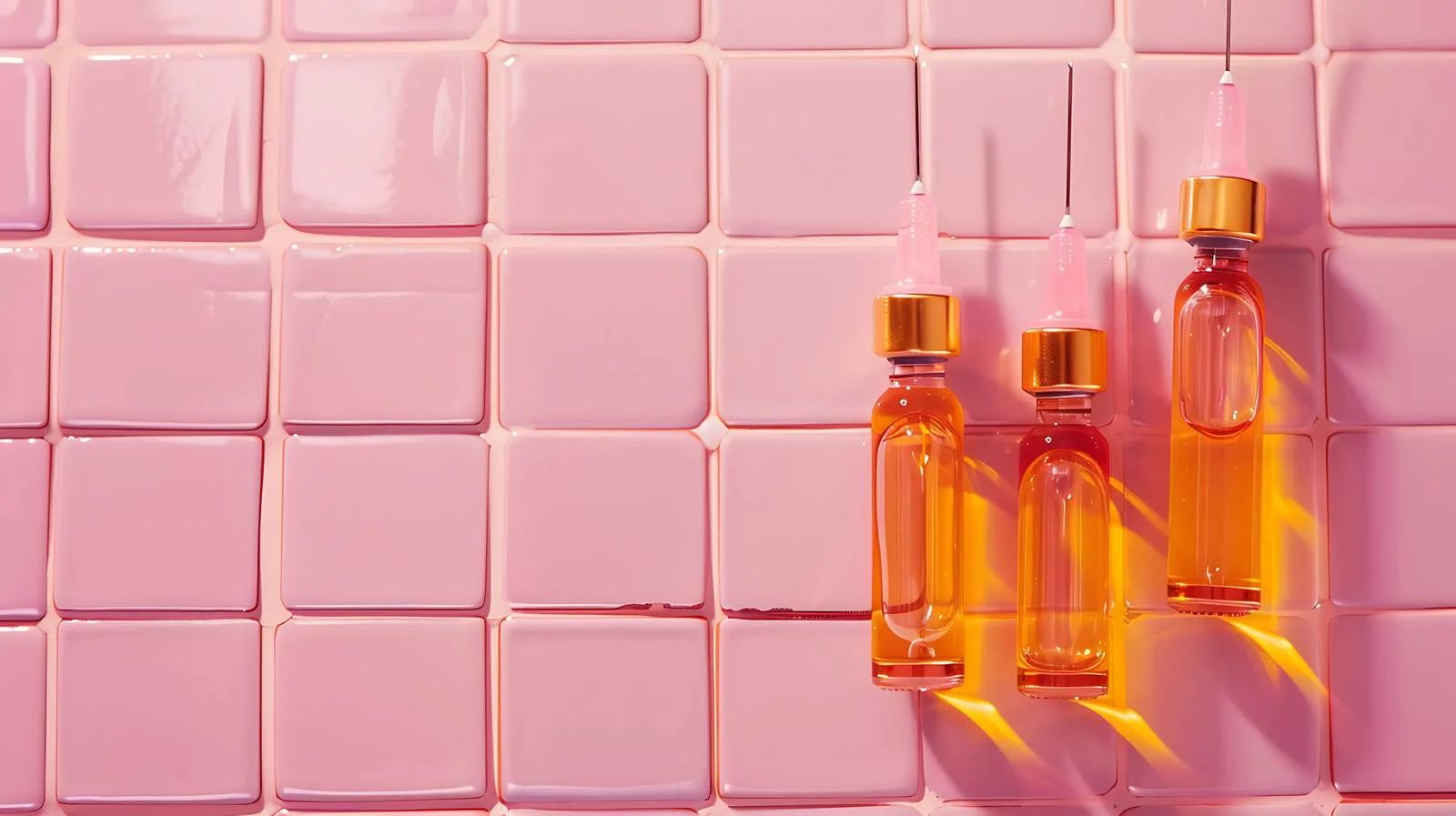 Medical Ampules on Pink Tile Background — free download from Dotvec