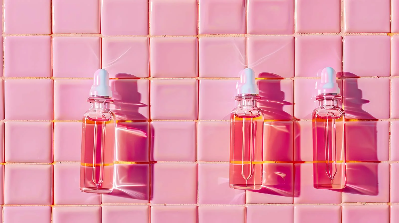 Medical Ampules on Pink Tile Background — free download from Dotvec