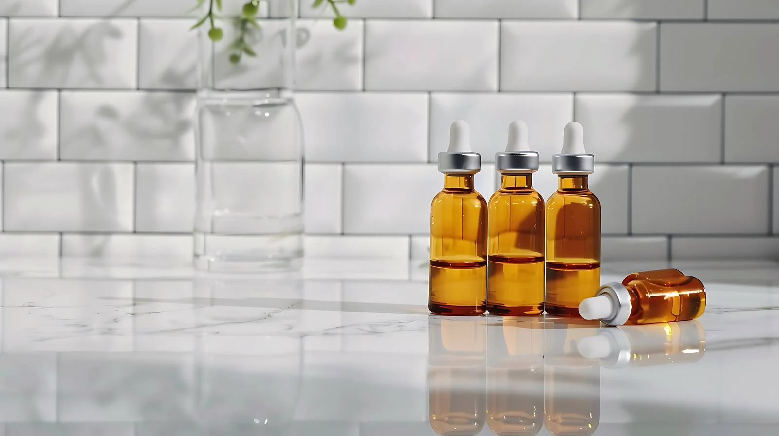 Medical Ampules on White Tile Table — free download from Dotvec