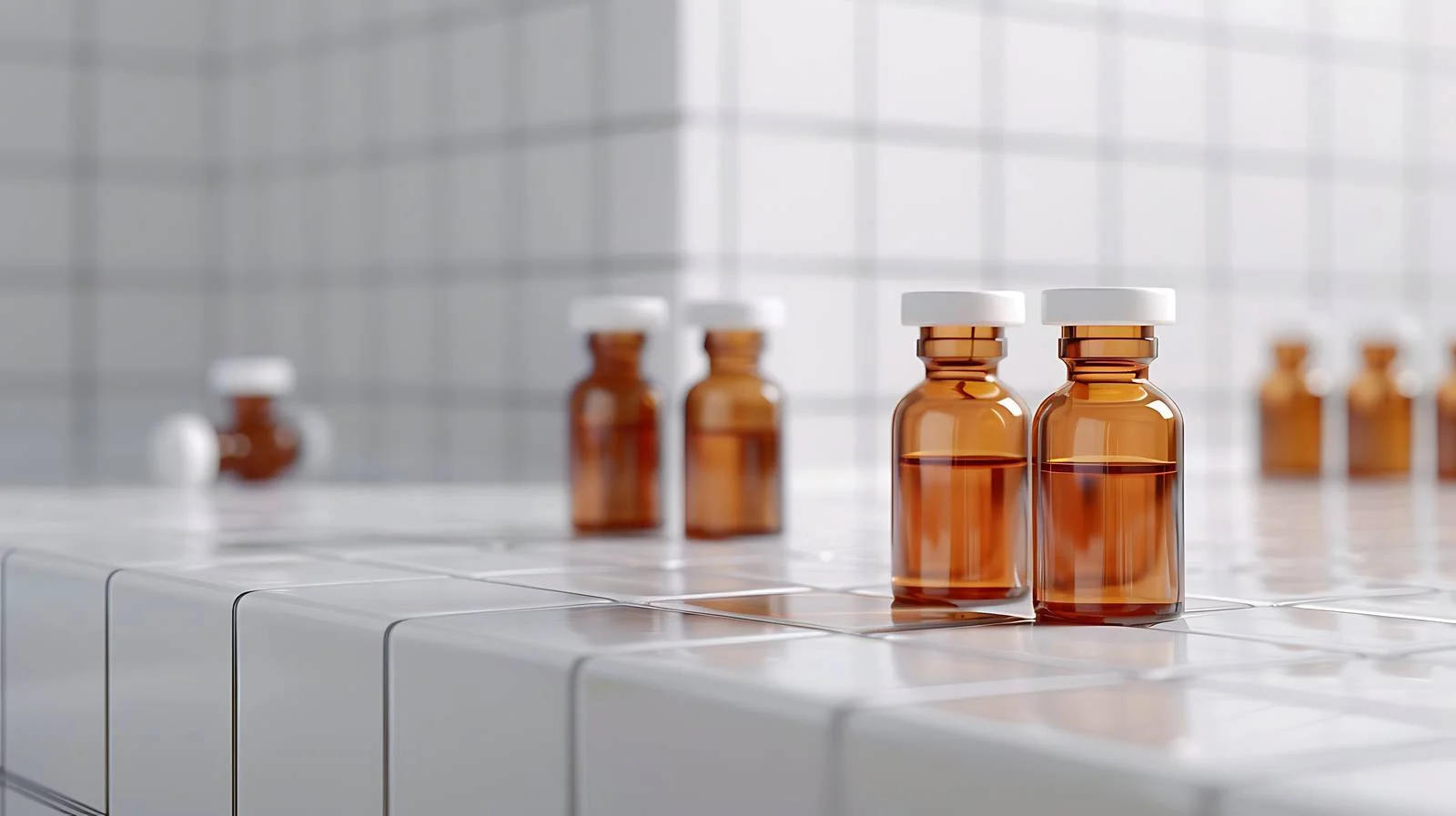 Medical Ampules on White Tile Table — free download from Dotvec