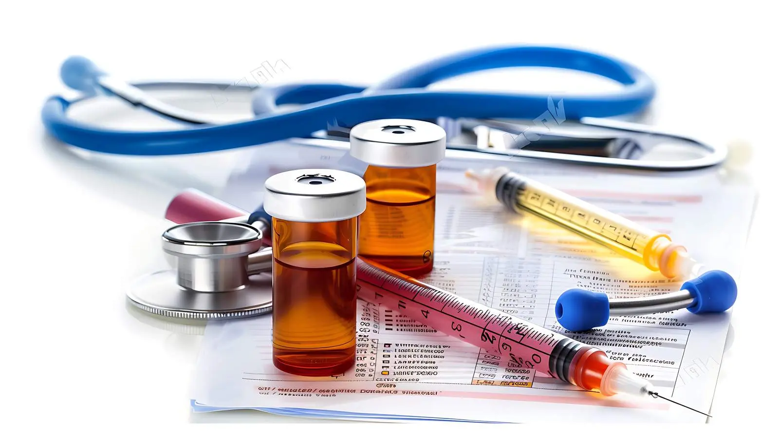 Medical Test Tube and Stethoscope on White Background – free blood image from Dotvec