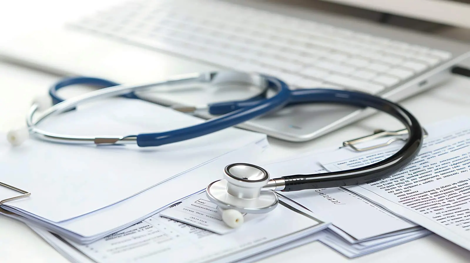 Stethoscope on Computer Keyboard with Coffee Cup — free download from Dotvec