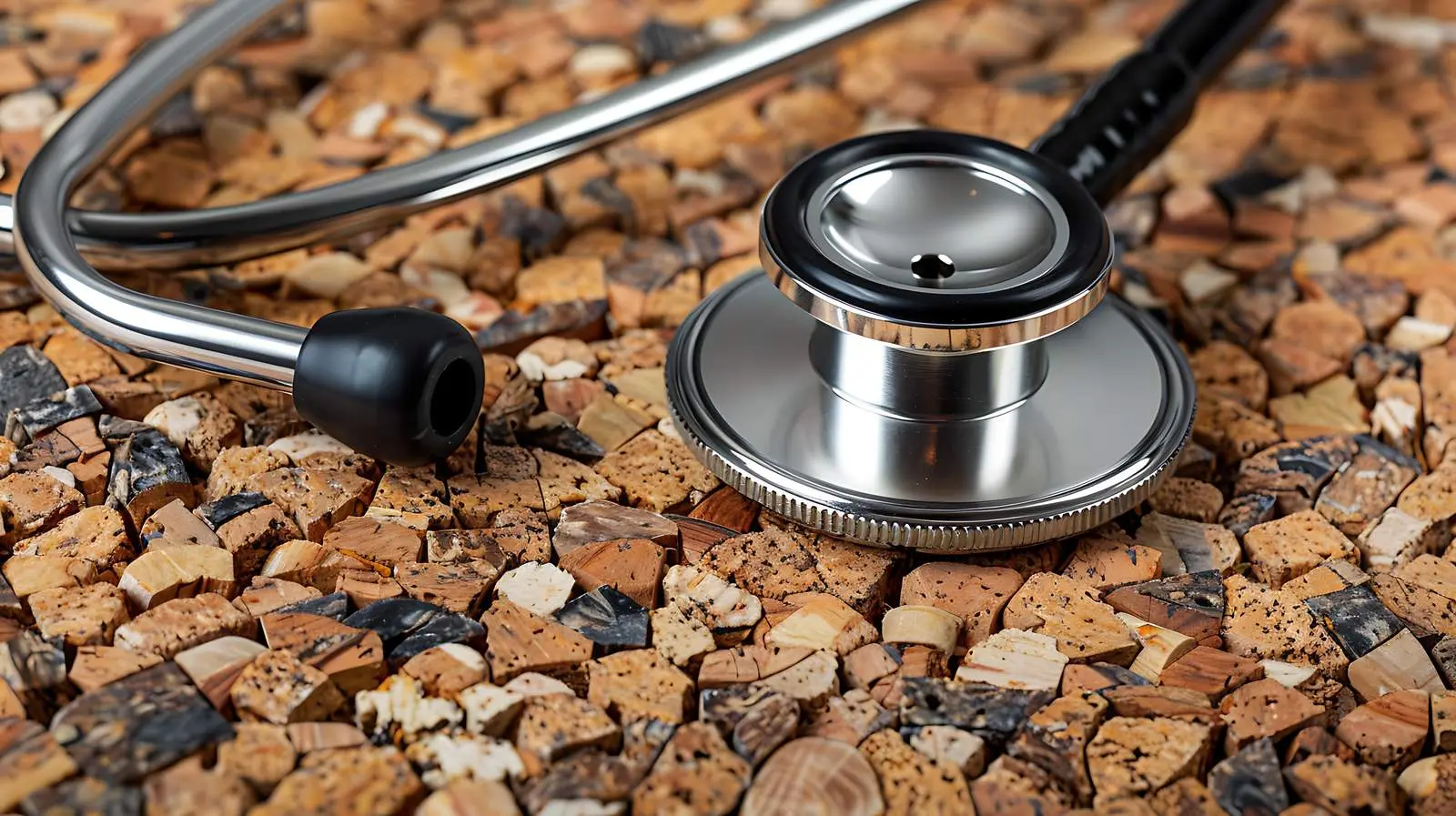Medical Stethoscope on Cork Panel Background – free audio image from Dotvec