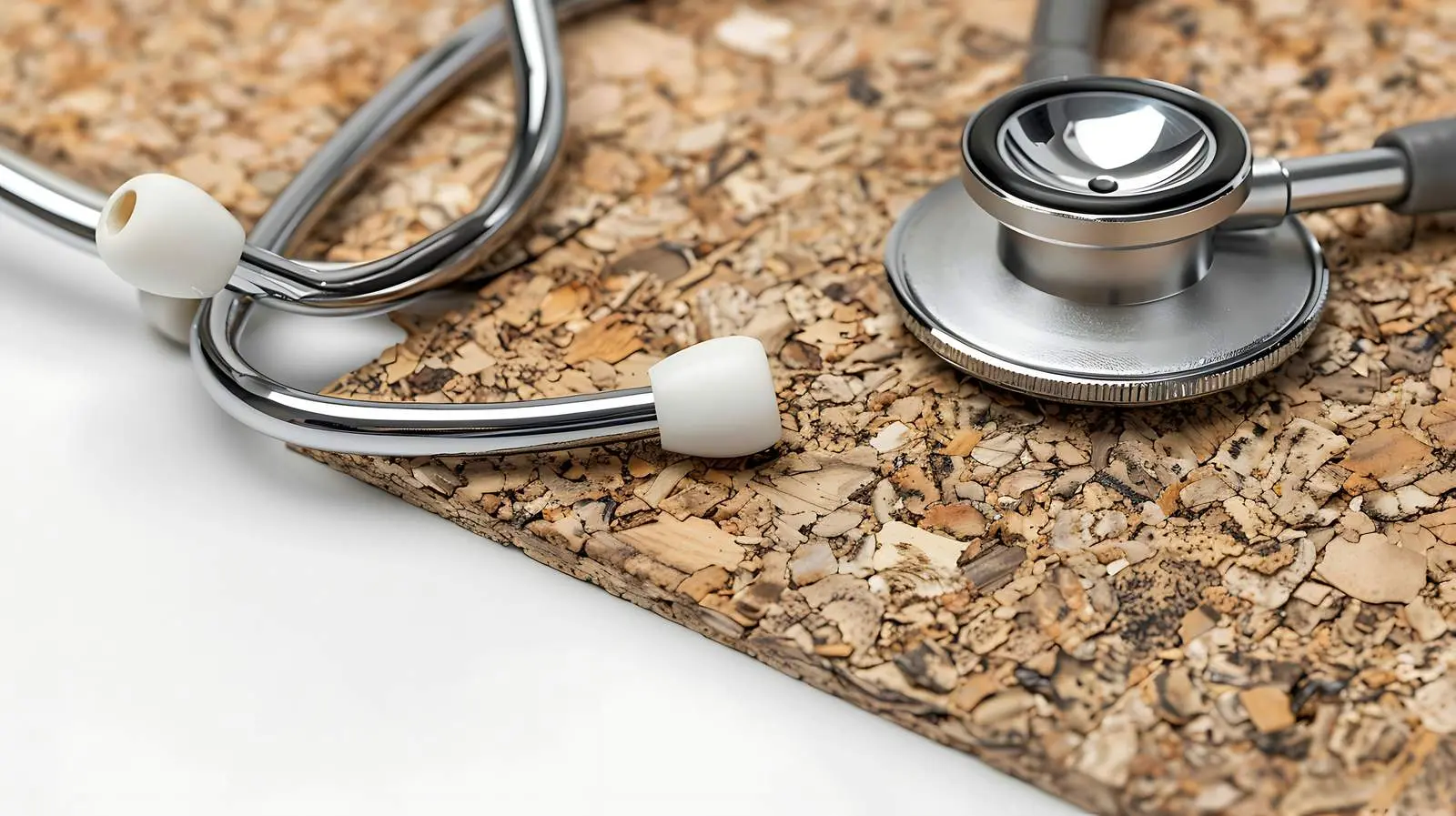 Medical Stethoscope on Cork Panel Background – free cardio image from Dotvec