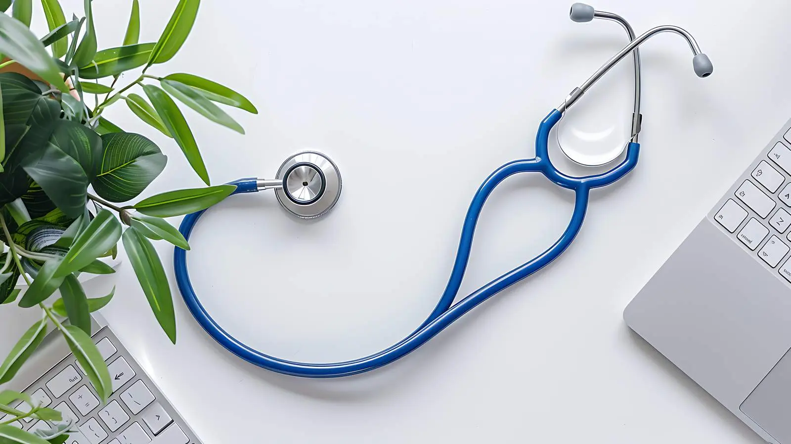 Stethoscope and Computer on Desk for Medical Use — free download from Dotvec