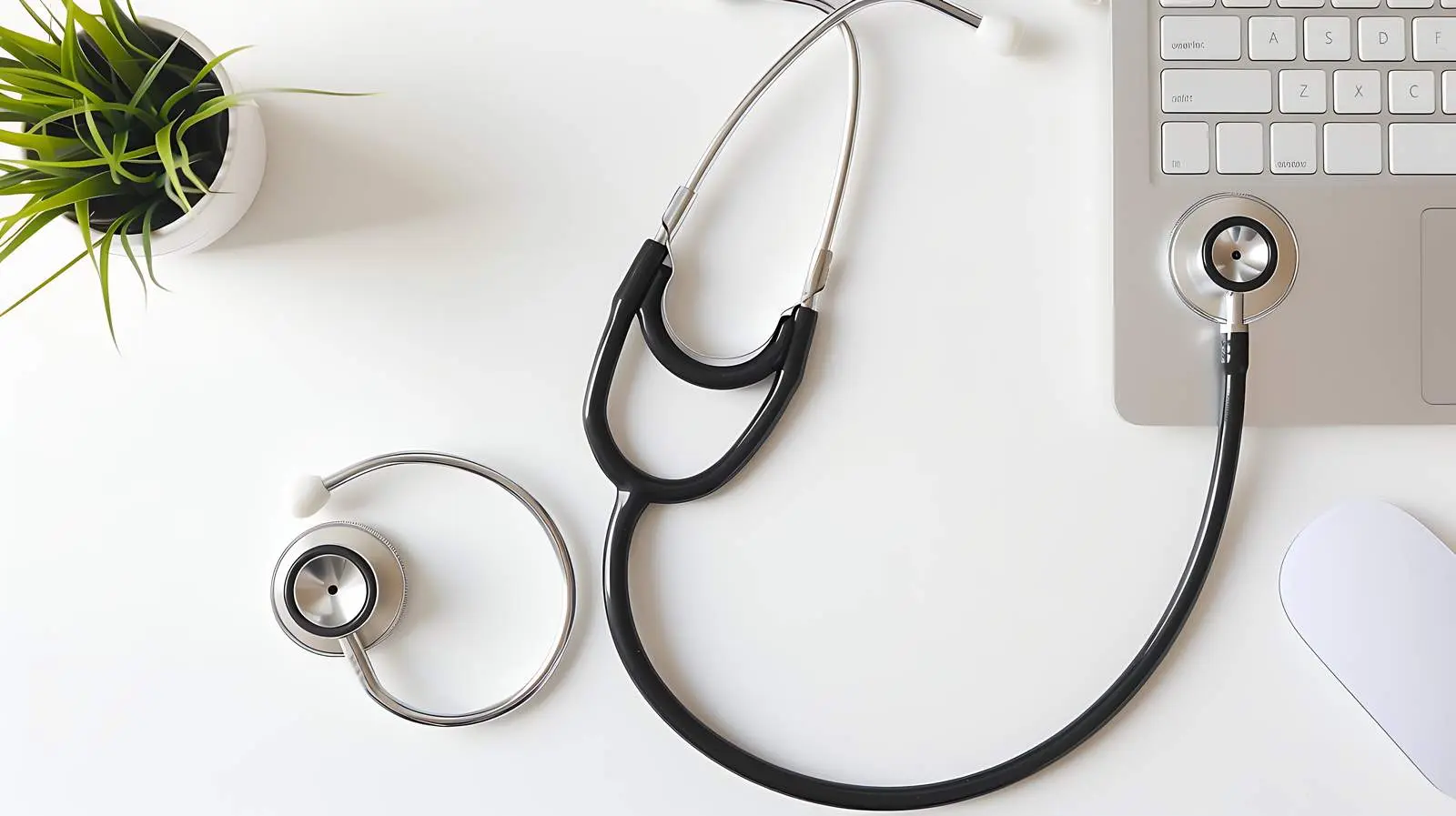 Stethoscope and Computer on Desk Isolated Image – free medical technology image from Dotvec