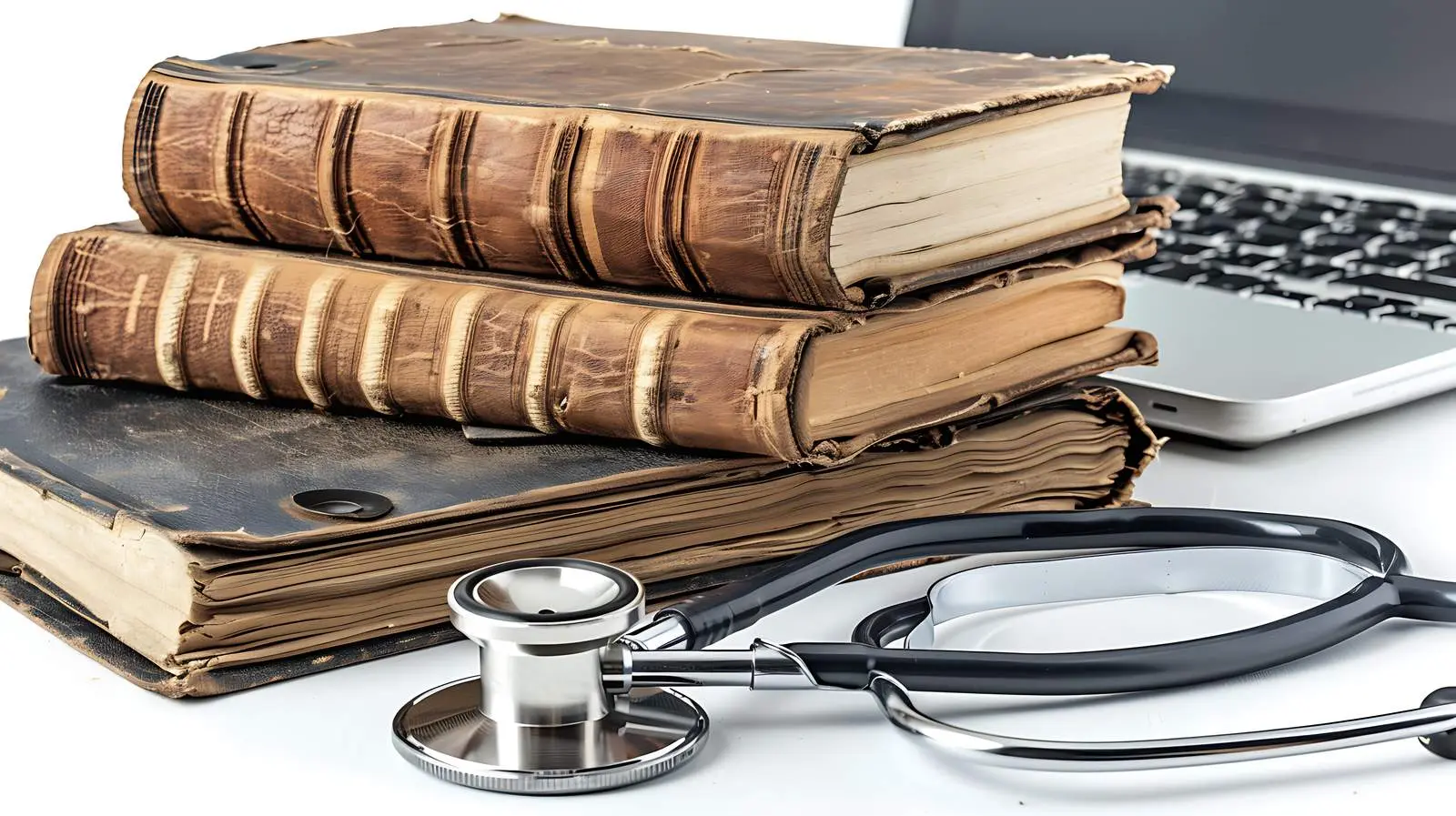 Stethoscope on Table with Books and Laptop — free download from Dotvec