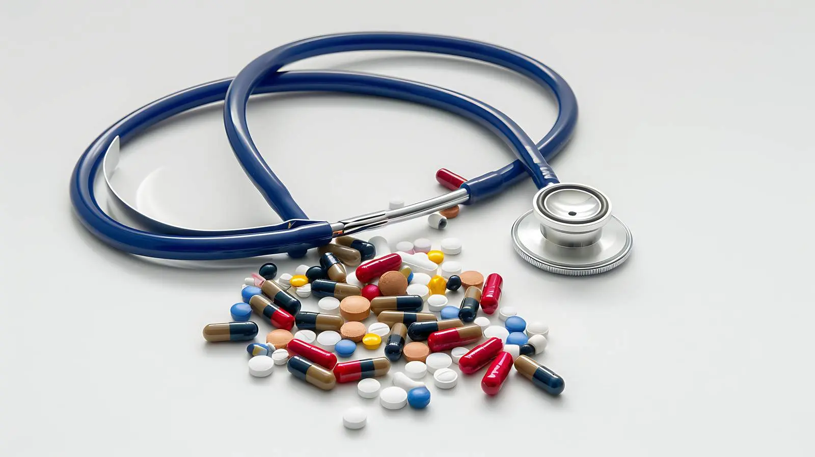 Stethoscope and Pills on White Background – free awareness image from Dotvec