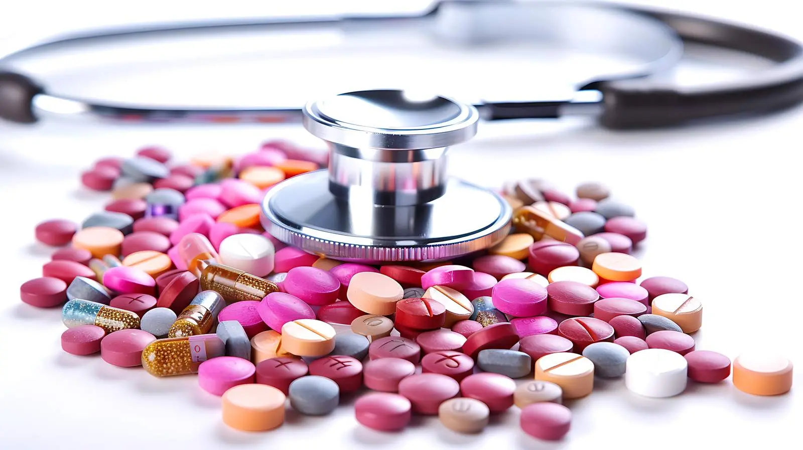Medical Stethoscope and Pills Isolated on White Background — free download from Dotvec