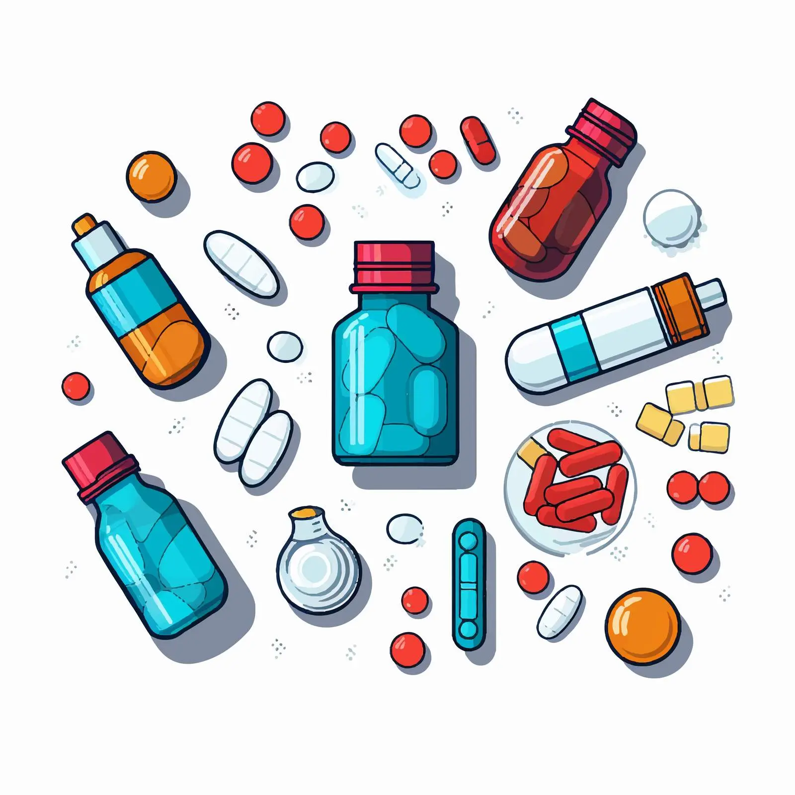 Medicinal Line Art Vector Illustration on White Background — free download from Dotvec