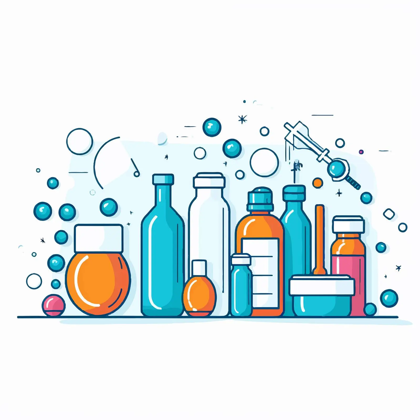 Colorful Medicine Lineart Vector Illustration Banner — free download from Dotvec