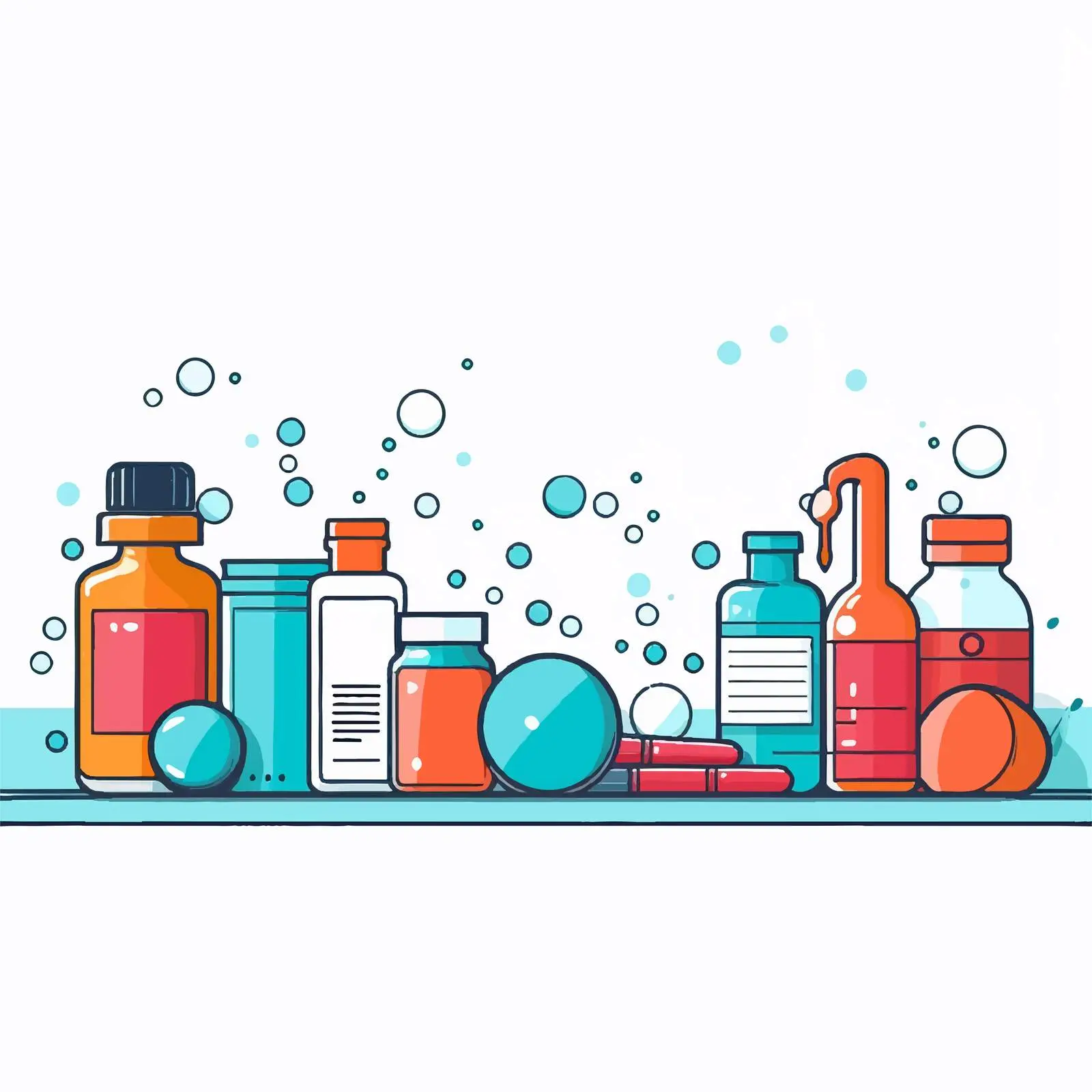 Colorful Medicine Line Art Vector Illustration — free download from Dotvec