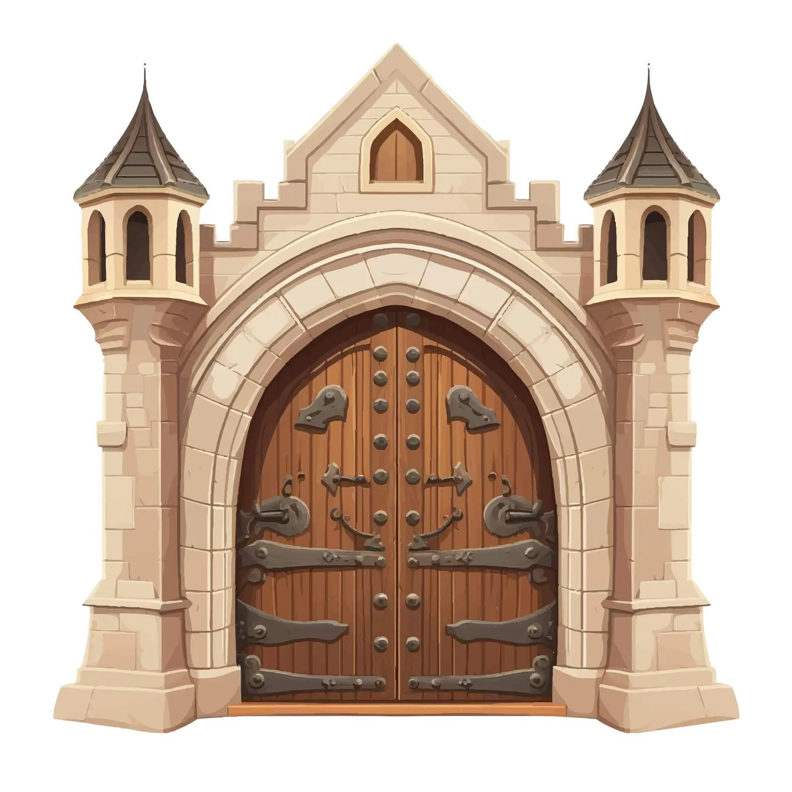 Vintage Style Medieval Castle Double Door Vector — free download from Dotvec