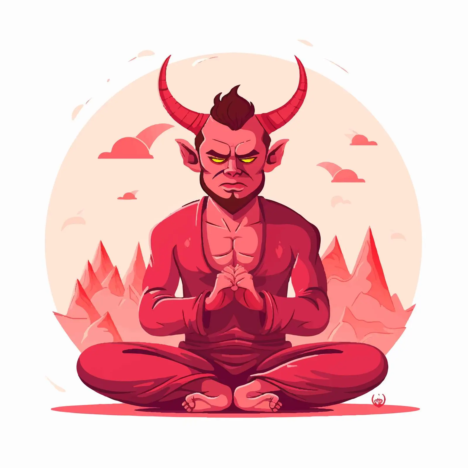 Meditating Devil Vector Illustration for Peace and Relaxation — free download from Dotvec