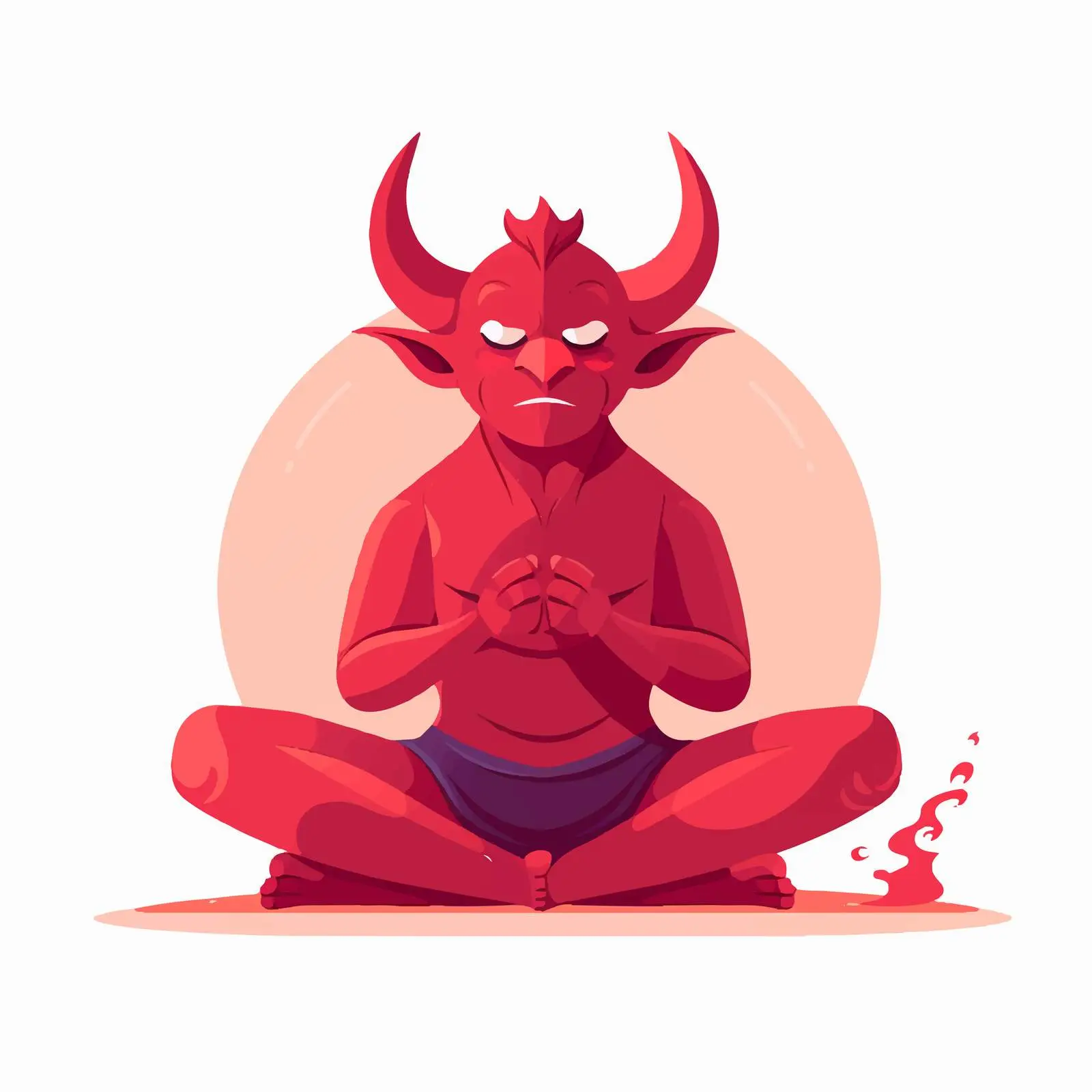 Meditating Devil Vector Illustration for Peaceful Designs — free download from Dotvec