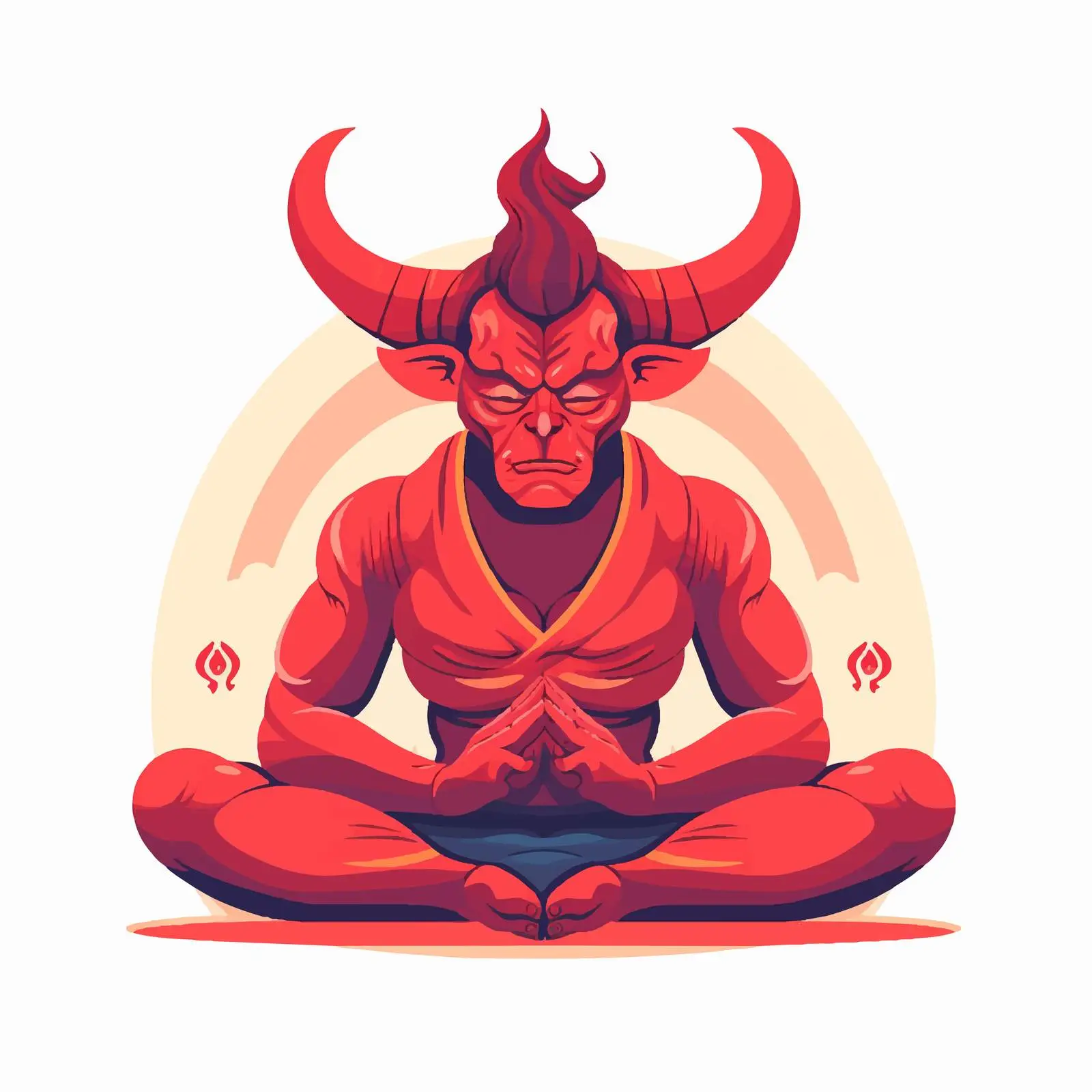 Meditating Devil Vector Illustration for Peaceful Themes — free download from Dotvec