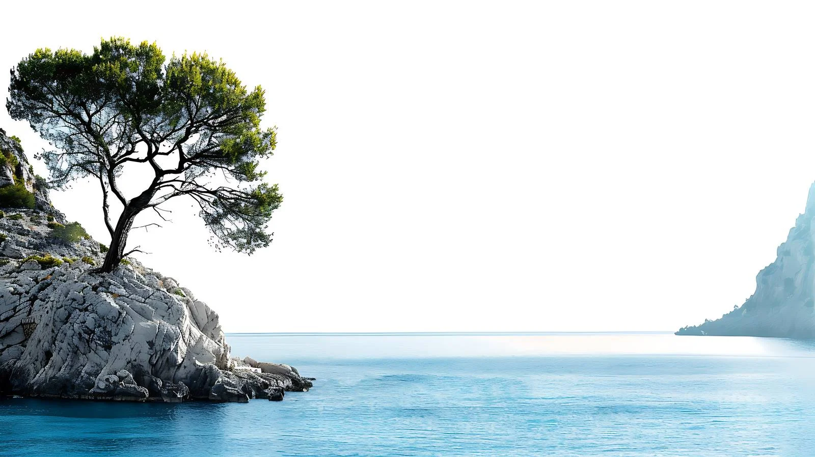 Serene Mediterranean Sea Scene on White Background — free download from Dotvec