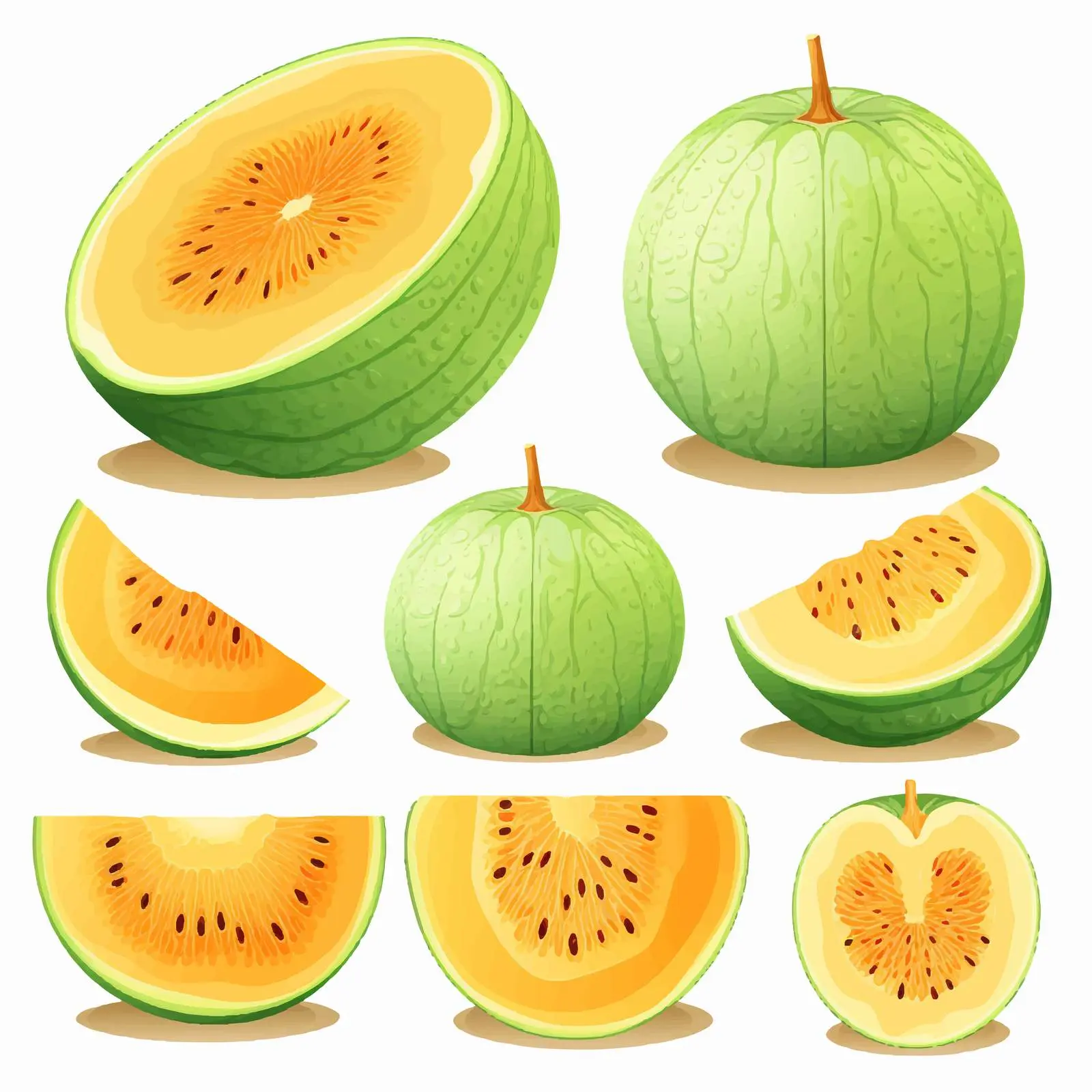 Melon Fruits Vector Illustration on White Background — free download from Dotvec