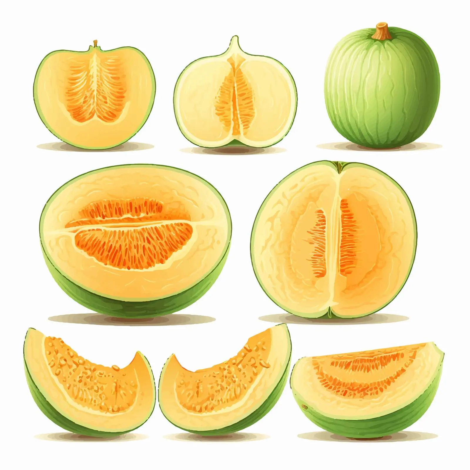 Melon Fruits Vector Illustration on White Background — free download from Dotvec
