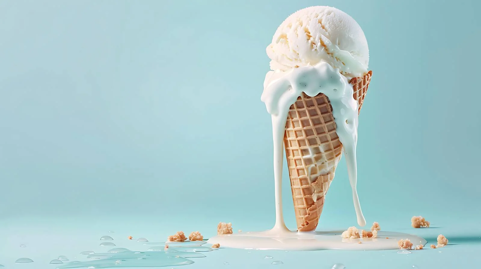 Melting Ice Cream Cone on Blue Background — free download from Dotvec