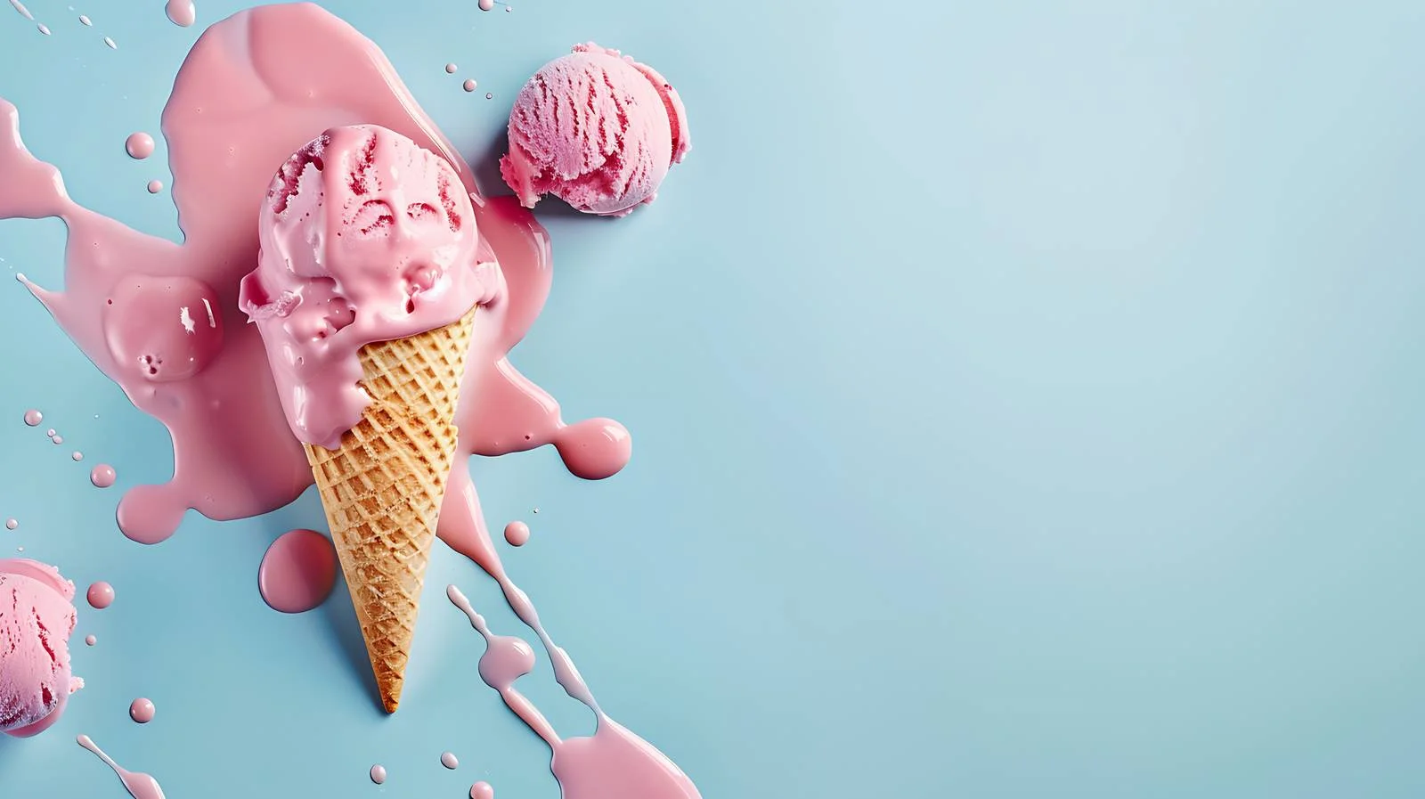 Melting Ice Cream Cone on Pastel Blue — free download from Dotvec